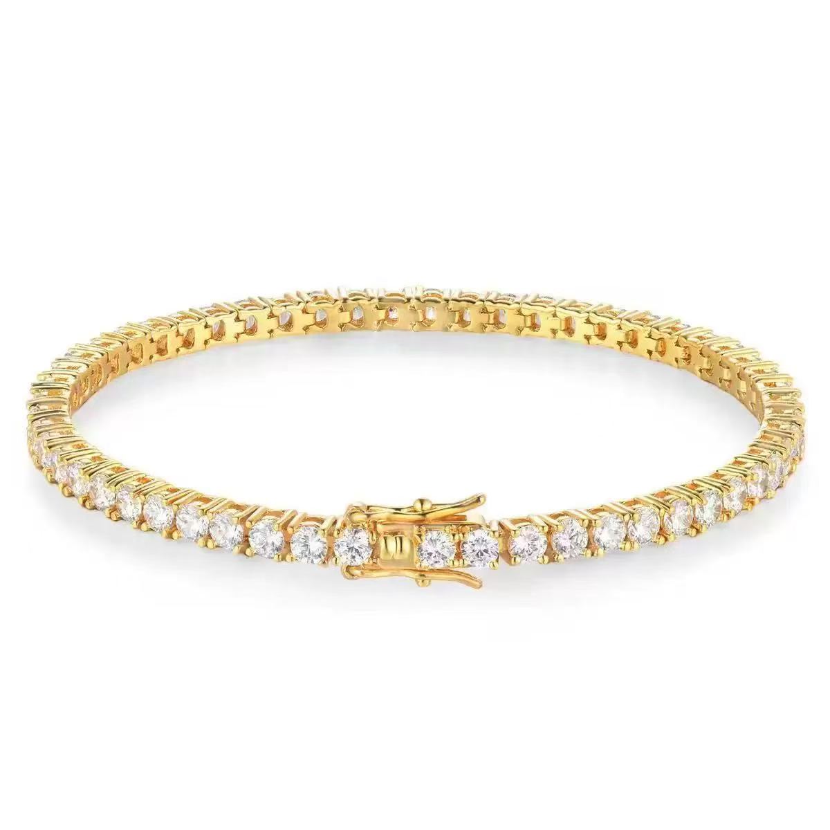 Lady and Gentleman Full Morganite Tennis Necklace - Made of 925 sterling silver, featuring 4mm gradient diamonds - view 6