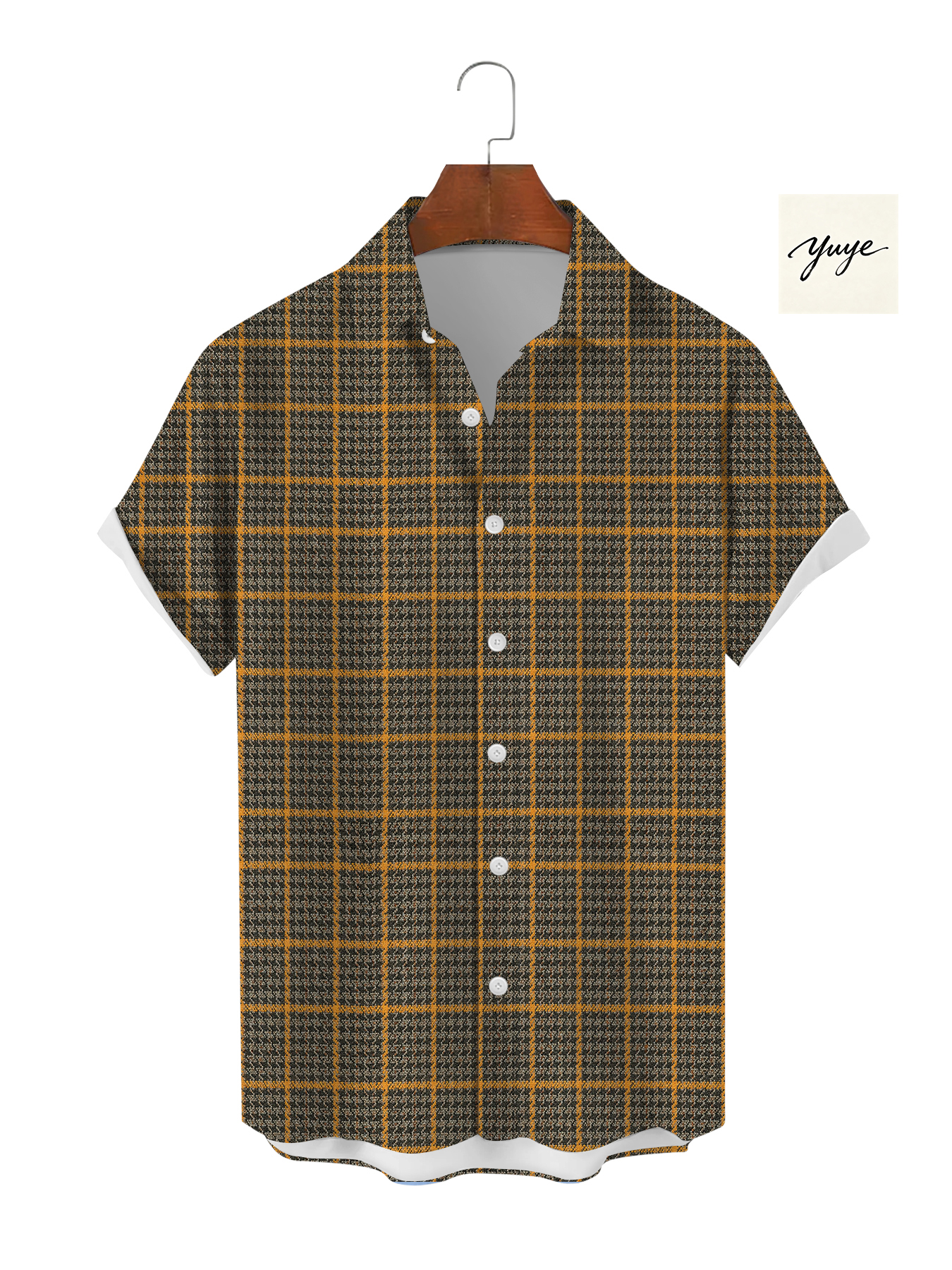 Breathable Mens Lightweight Cotton Print Button-Up Shirt with Looped Collar for Outdoor Activities - view 3