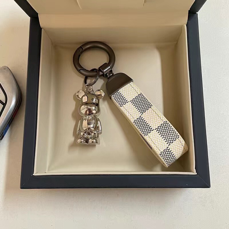 Keychains Bag Charms Premium Metal Bear Keychain With Textured Woven Strap And Polished Ring For Men Car Keys Daily Commute Gift - view 3