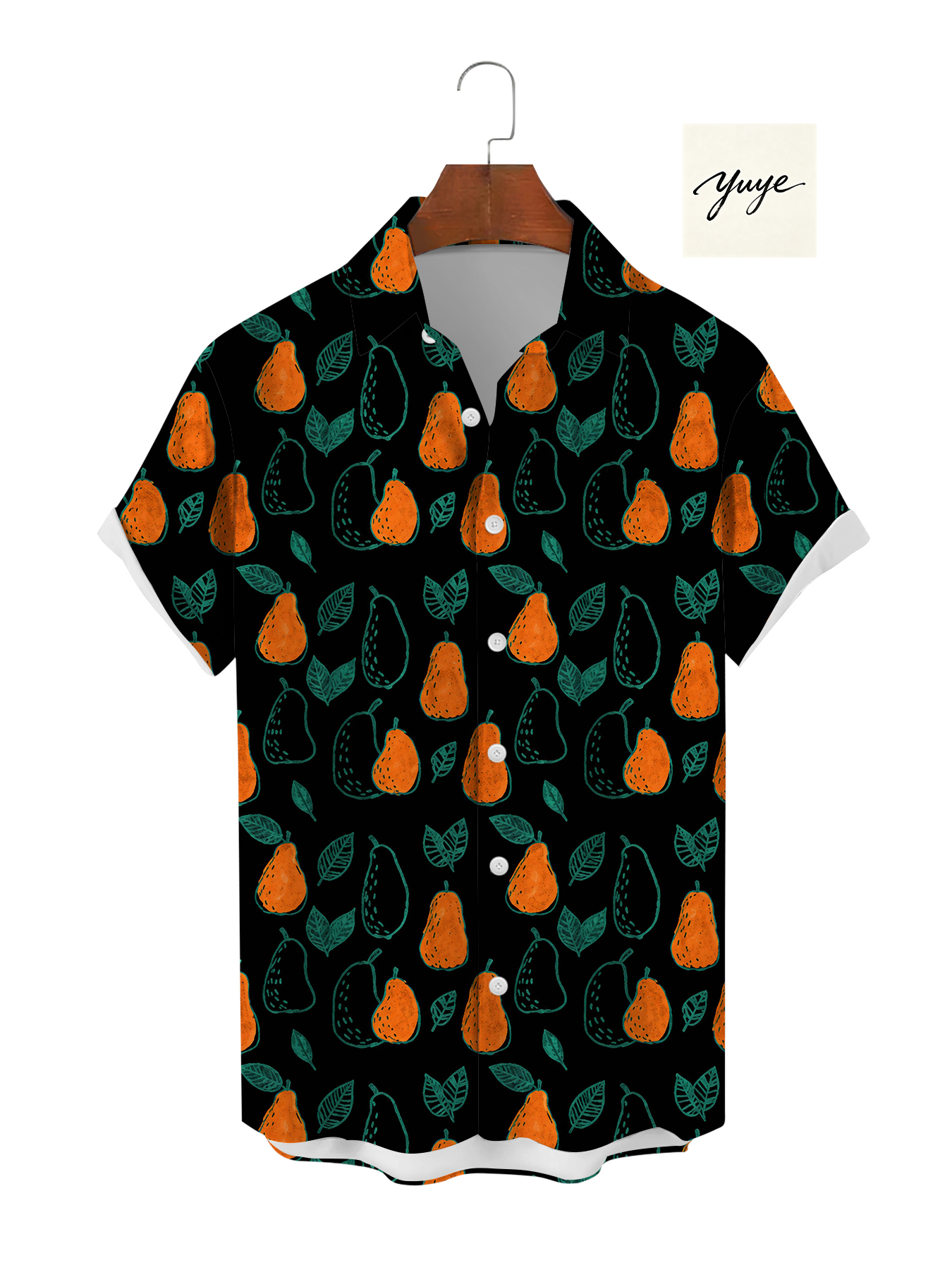 Breathable Mens Lightweight Cotton Print Button-Up Shirt with Looped Collar for Outdoor Activities - view 9