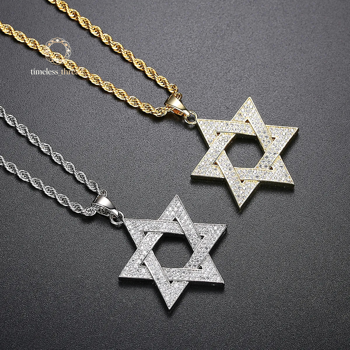 MHS SUN Luxury of David Necklaces for Women Men Fashion Hollow Hexagonal Star Pendant Chain Necklace Judaica Jewish Jewelry
