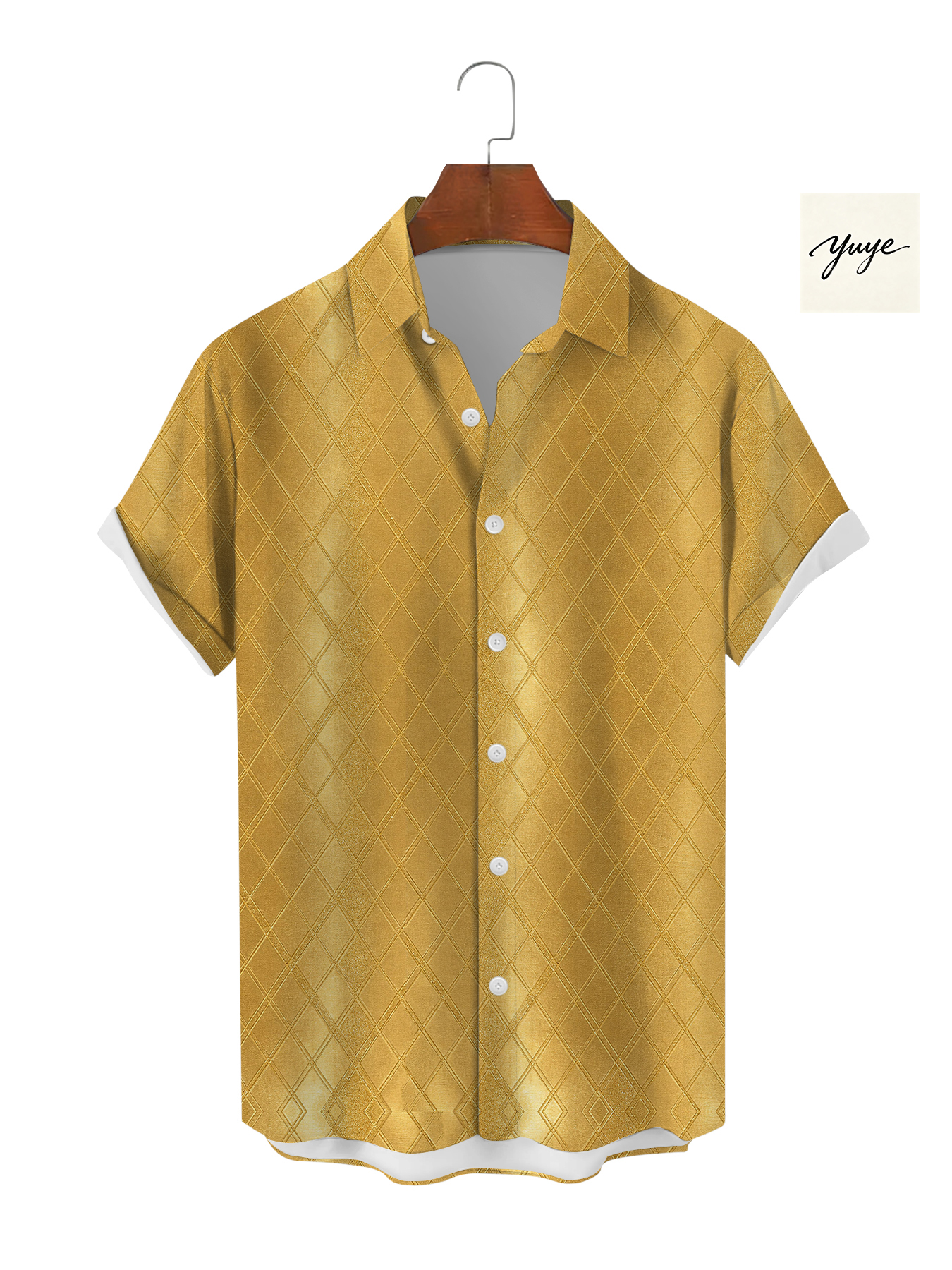 Breathable Mens Lightweight Cotton Print Button-Up Shirt with Looped Collar for Outdoor Activities - view 4
