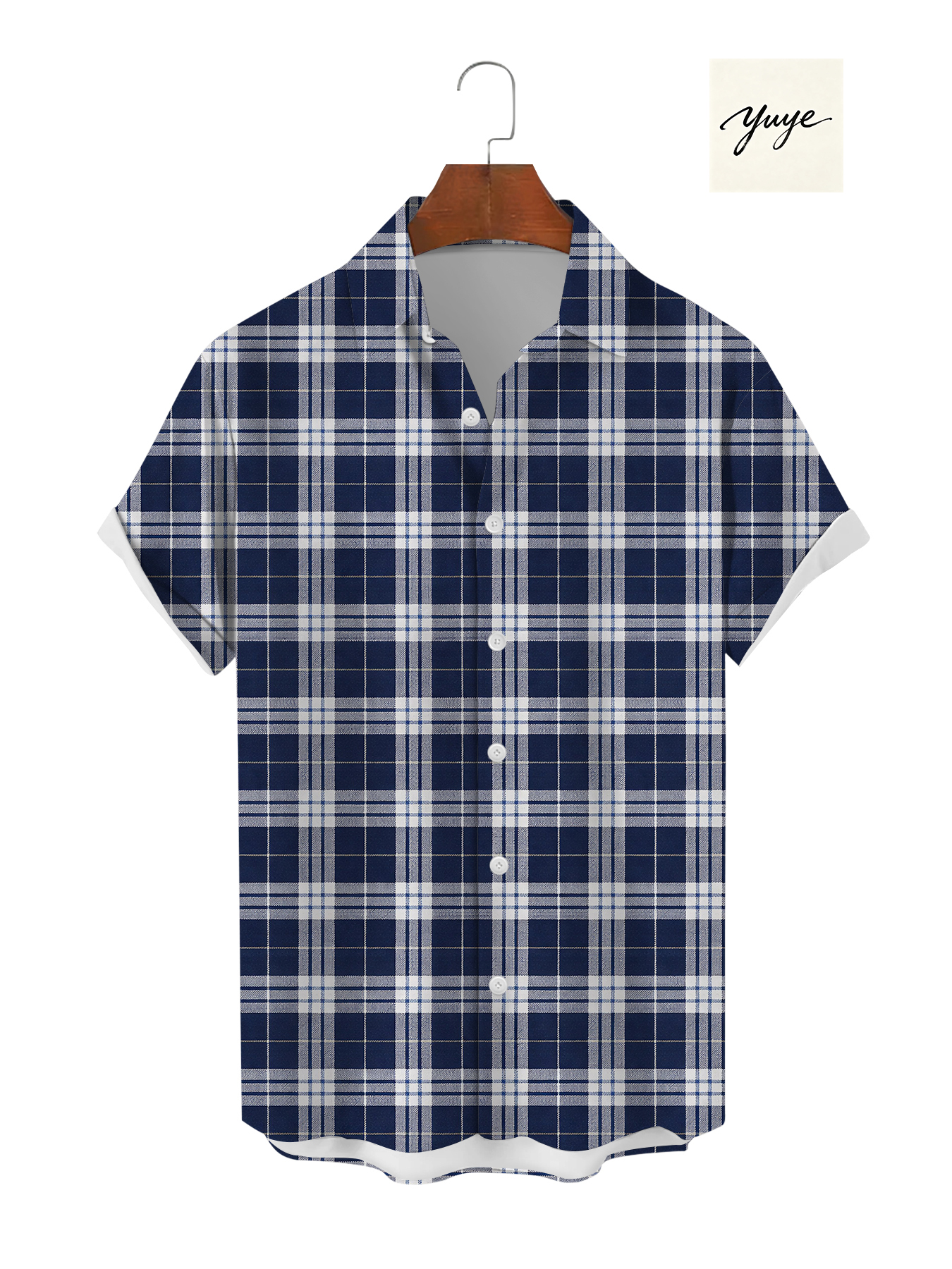 Breathable Mens Lightweight Cotton Print Button-Up Shirt with Looped Collar for Outdoor Activities - view 8