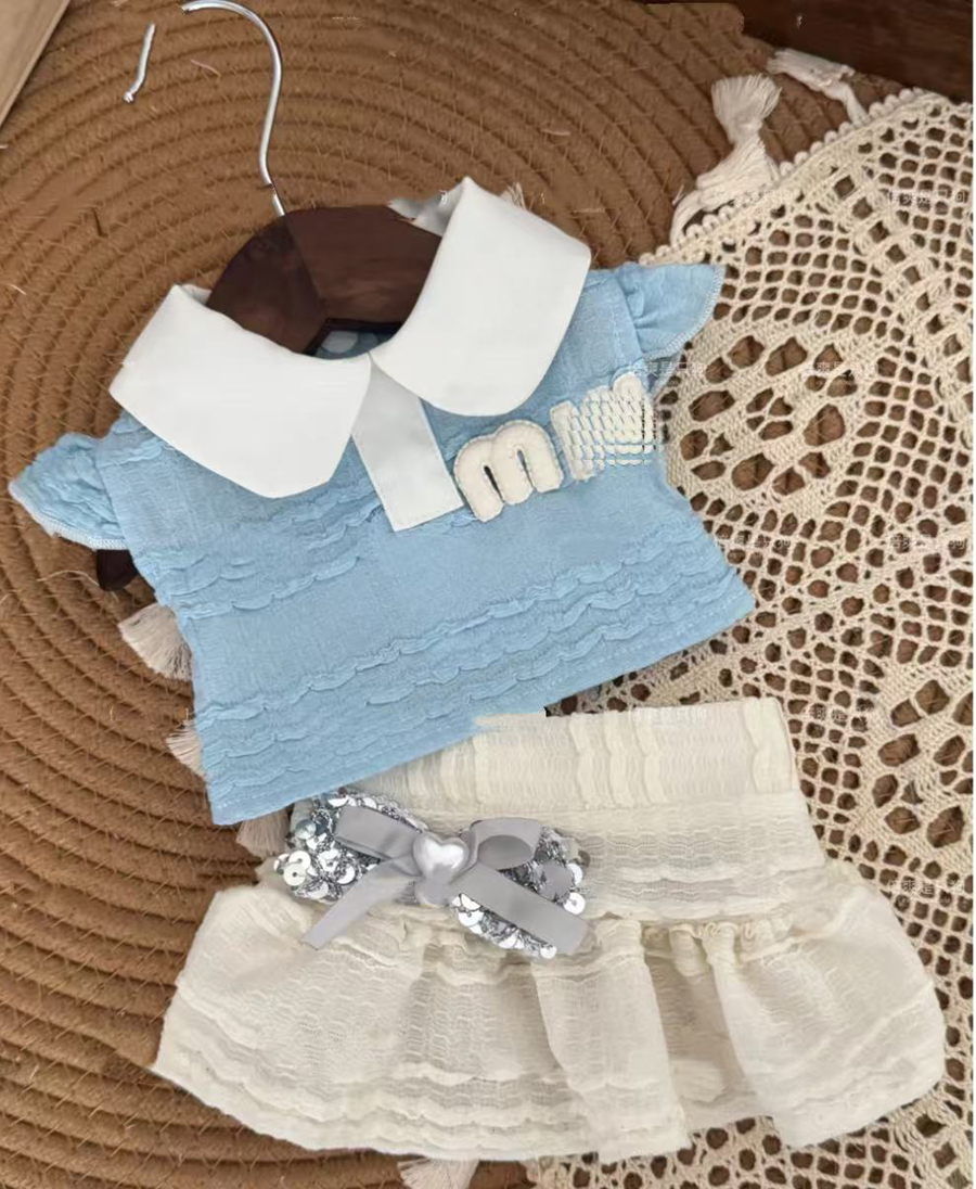 Luxury Dog Dress Two Piece Outfit Lapel Top Lace Skirt Set Sequins MM Designer Bow Light weight Breathable Puppy Clothes for Small Medium Pets Bichon  - view 5