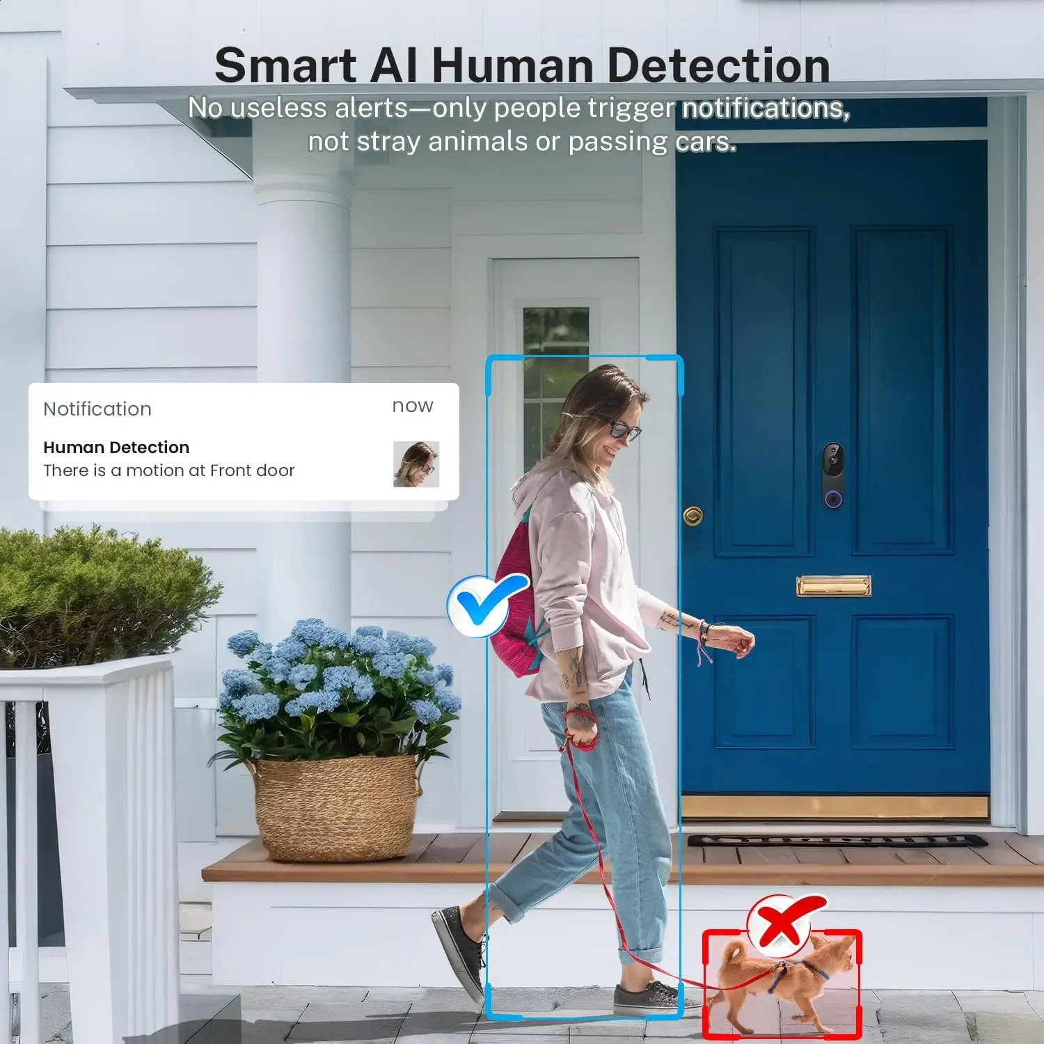 Wireless Wi-Fi Video Doorbell Camera with Two-Way Audio AI Motion Detection Night Vision Cloud Storage 2.4G Wi-Fi Black 260805 - view 4