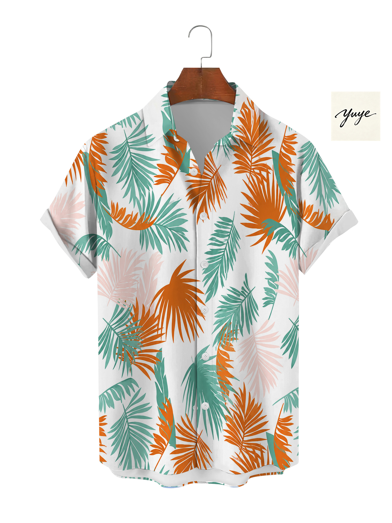 Breathable Mens Lightweight Cotton Print Button-Up Shirt with Looped Collar for Outdoor Activities - view 6