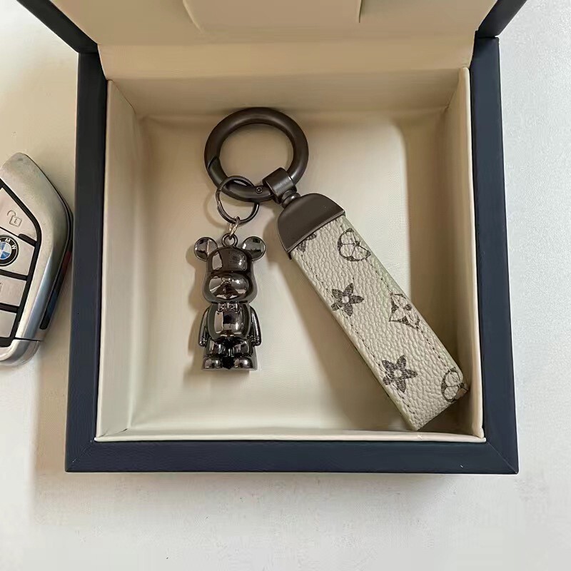Keychains Bag Charms Premium Metal Bear Keychain With Textured Woven Strap And Polished Ring For Men Car Keys Daily Commute Gift - view 4