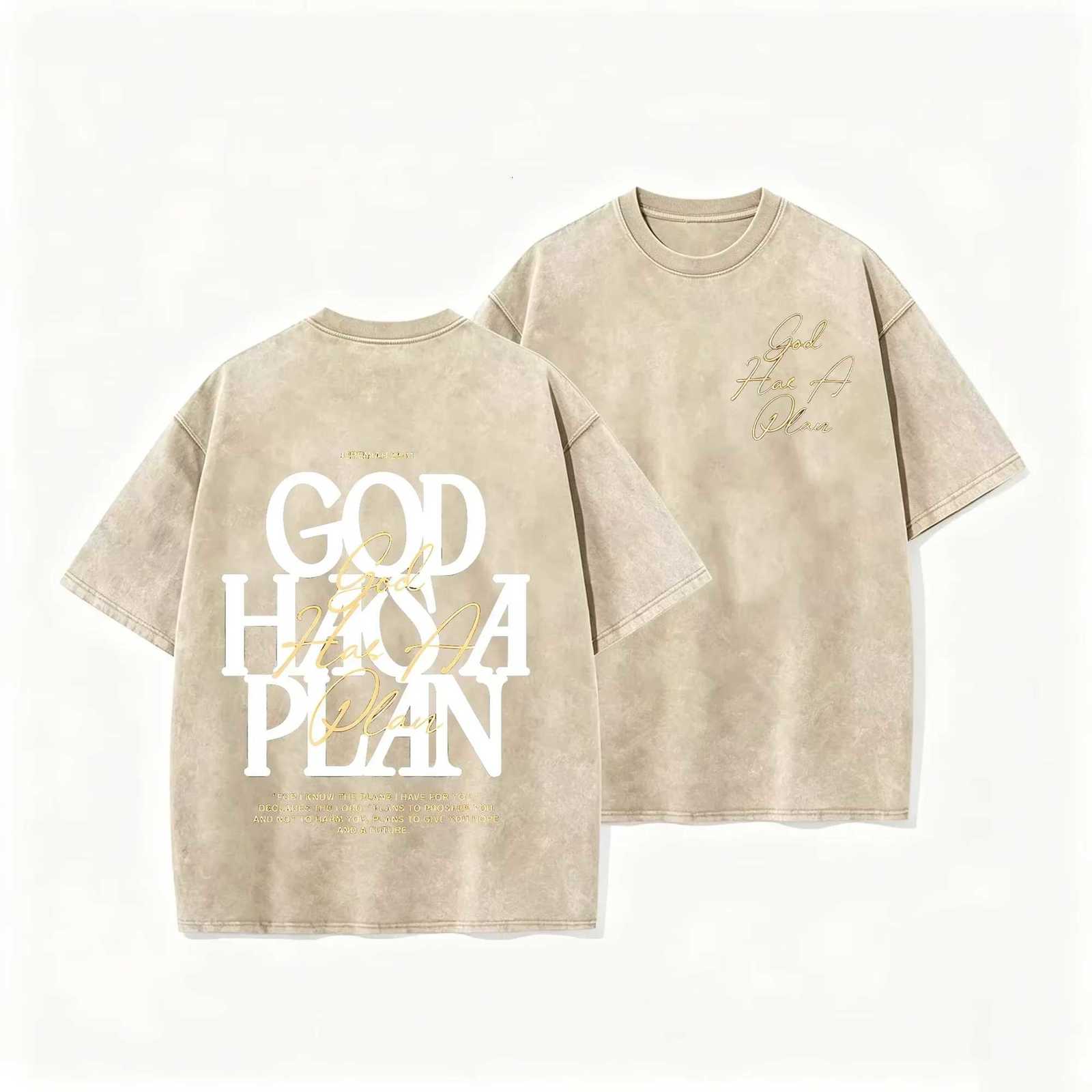 T Vintage Washed Double Sided Shirt God Has A Plan Christian Letter Print Oversized Faith Streetwear Short Sleeve Tee Asian Size J260805