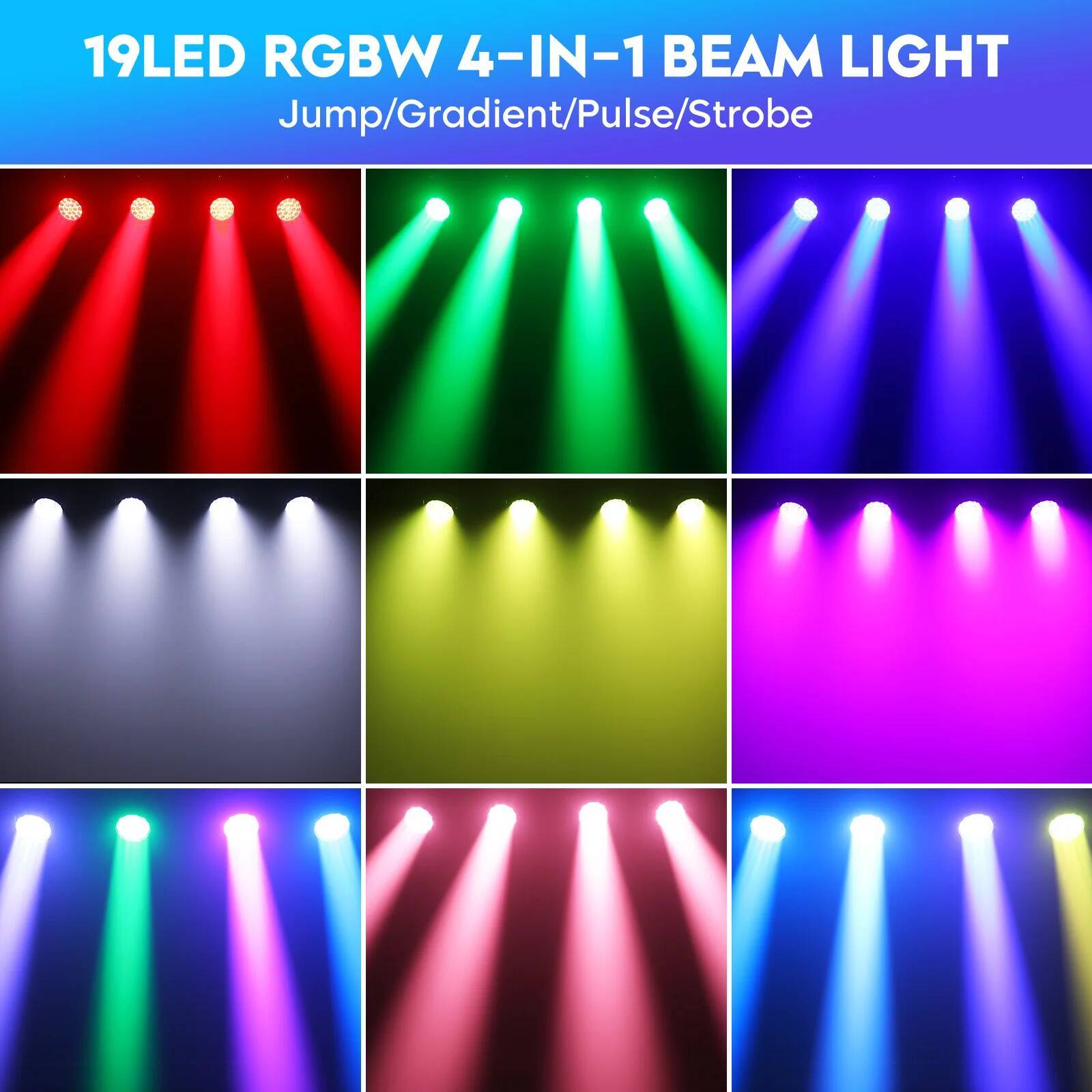 4PCS 19x15W Moving Head Light Beam RGBW Stage Effect Lighting Projector Zoom Wash Lights for Party Concert Theater Live Show Bar W260807 - view 3