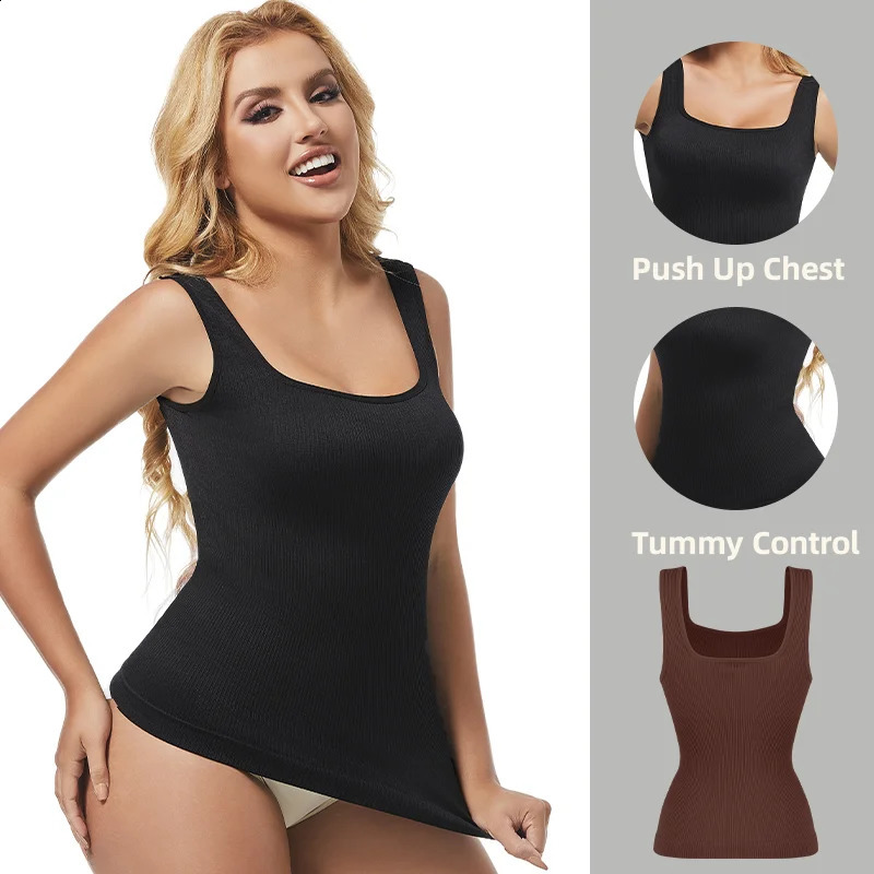 Women Compression Shapewear Tank Tops Tummy Control Camisas Faja Sexy Body Shaper Top Slimming Underwear Waist Trainer Shirt 260806 - view 3