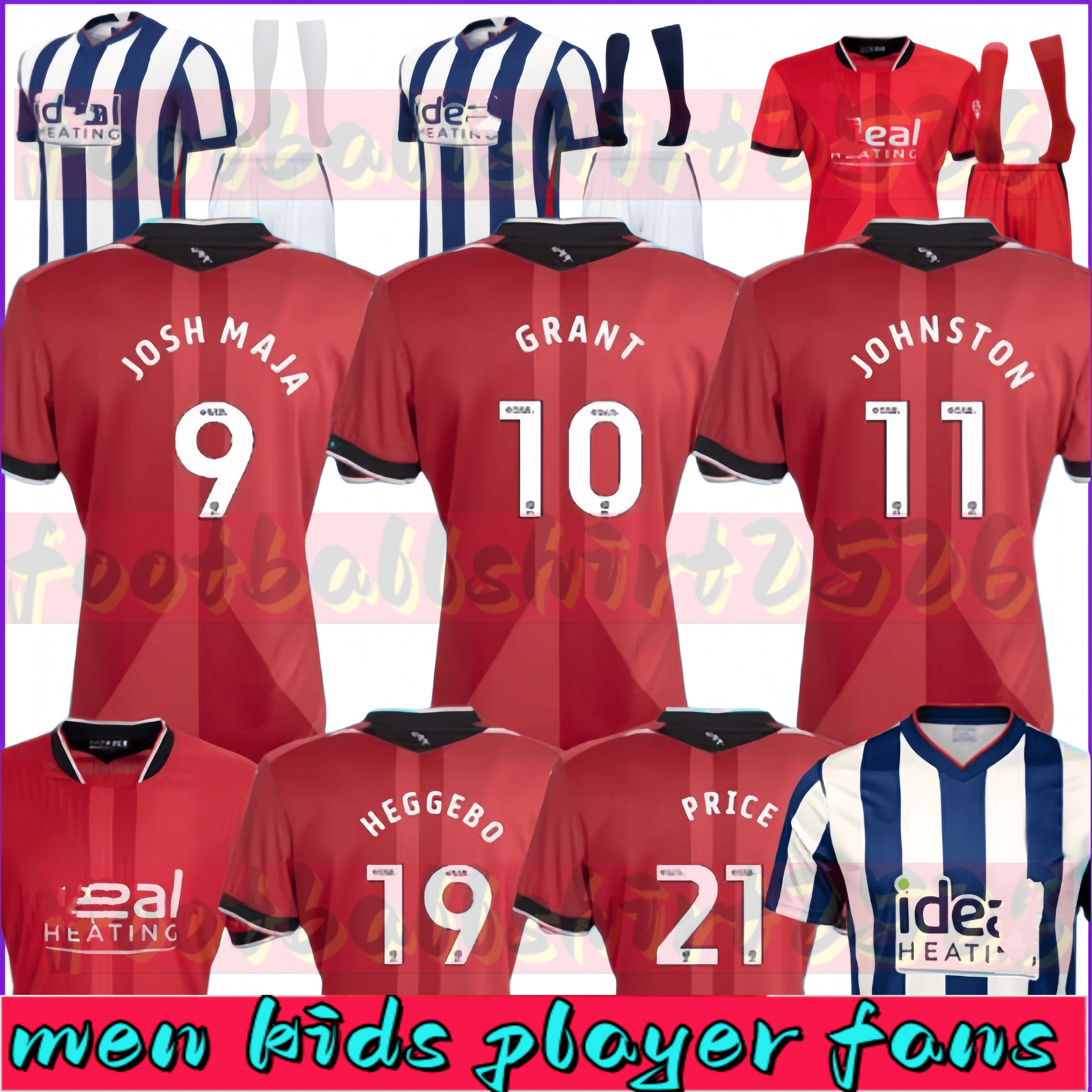 West Brom 26 27 Maglie Da Calcio Molumby Dike Brunt Diangana Asante Maglia Da C…