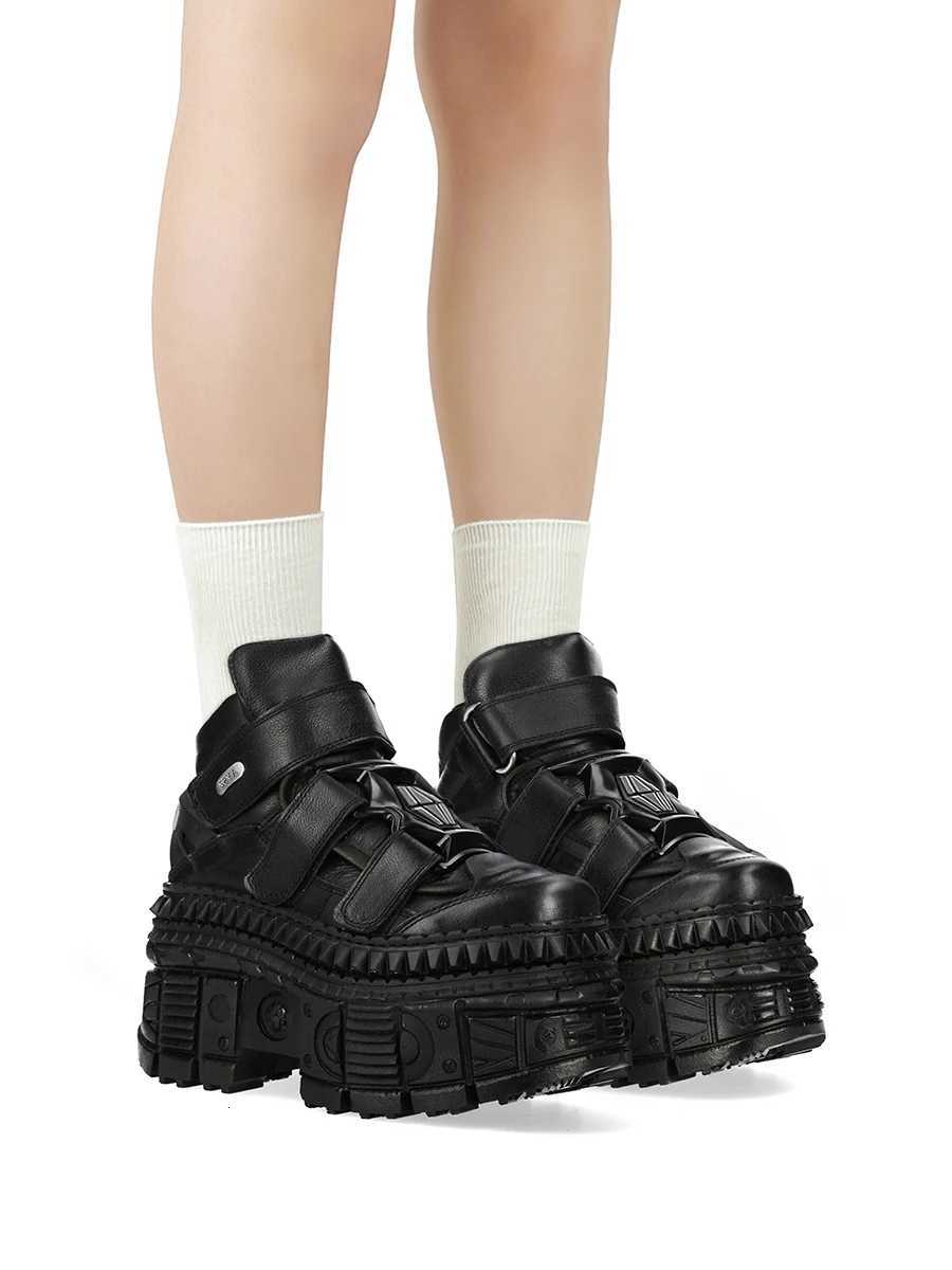 Black Platform Shoes Rock Gothic Metal Daddy Shoes Men's and Women's Punk Small Leather Shoes Muffin Bottom Heightened Single Sh H260807 - view 4