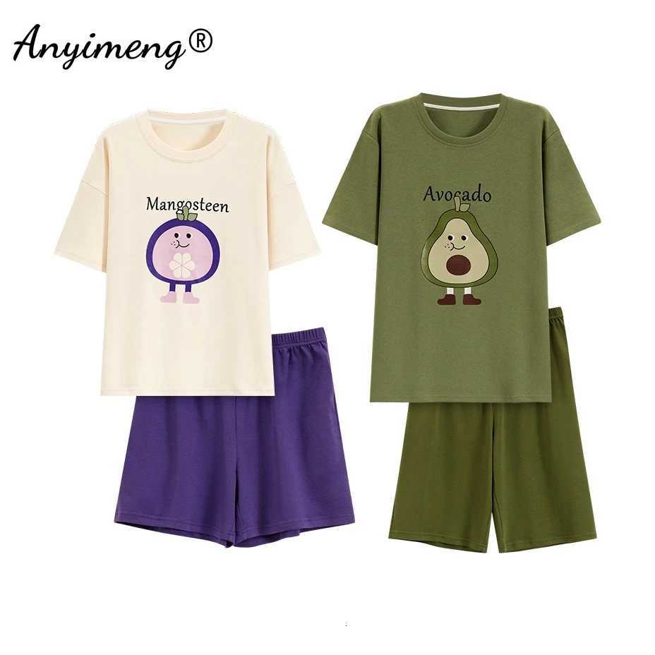 Kawaii 100% Cotton Soft Cotton Cartoon Sleepwear for Lovers Summer New Fashion Short Sleeve Short Pants Couple's Pajamas L260806 - view 6