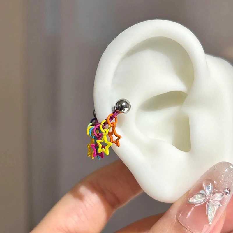 Dopamine Star Tassel Colored Ear Bone Nail For Women New Fashion Allergy Prevention Jewelry Gifts Z260806