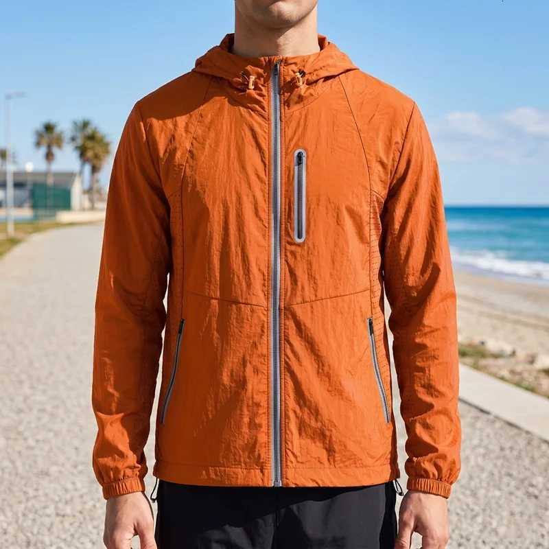 Outdoor Jackets Men's Sun Hooded Protection 3M Reflective Windbreaker Front Reflective Strip Zipper Pocket Thin Cycling Jacket L260807 - view 4