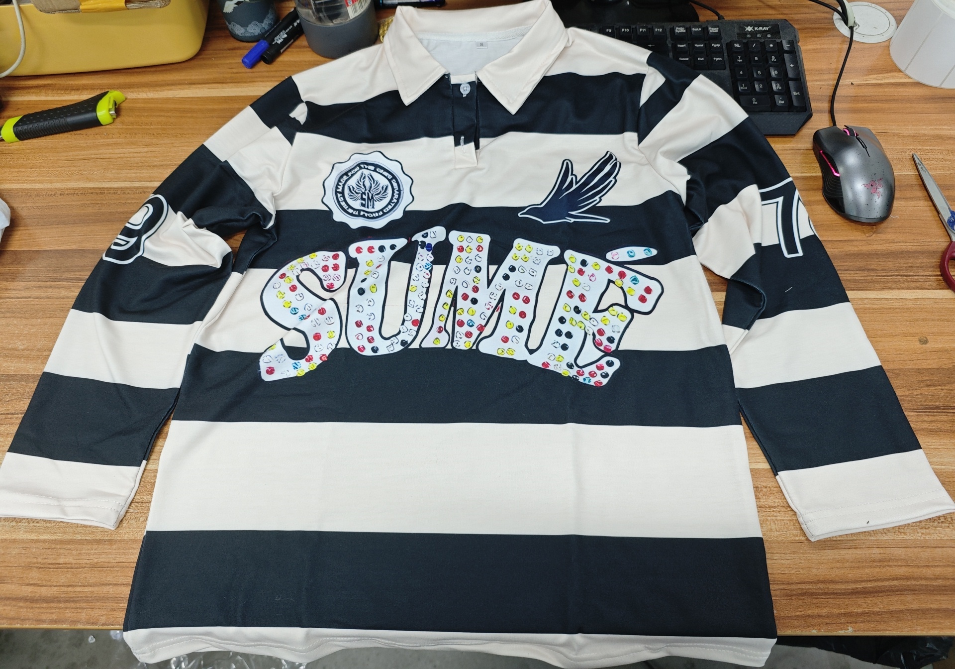 Men's T Shirts Harajuku Top Text 3D Print Long Sleeved Shirt Hip-hop Line Patterns On The Street Style Retro Striped Collar Comfortable Polyester - view 8