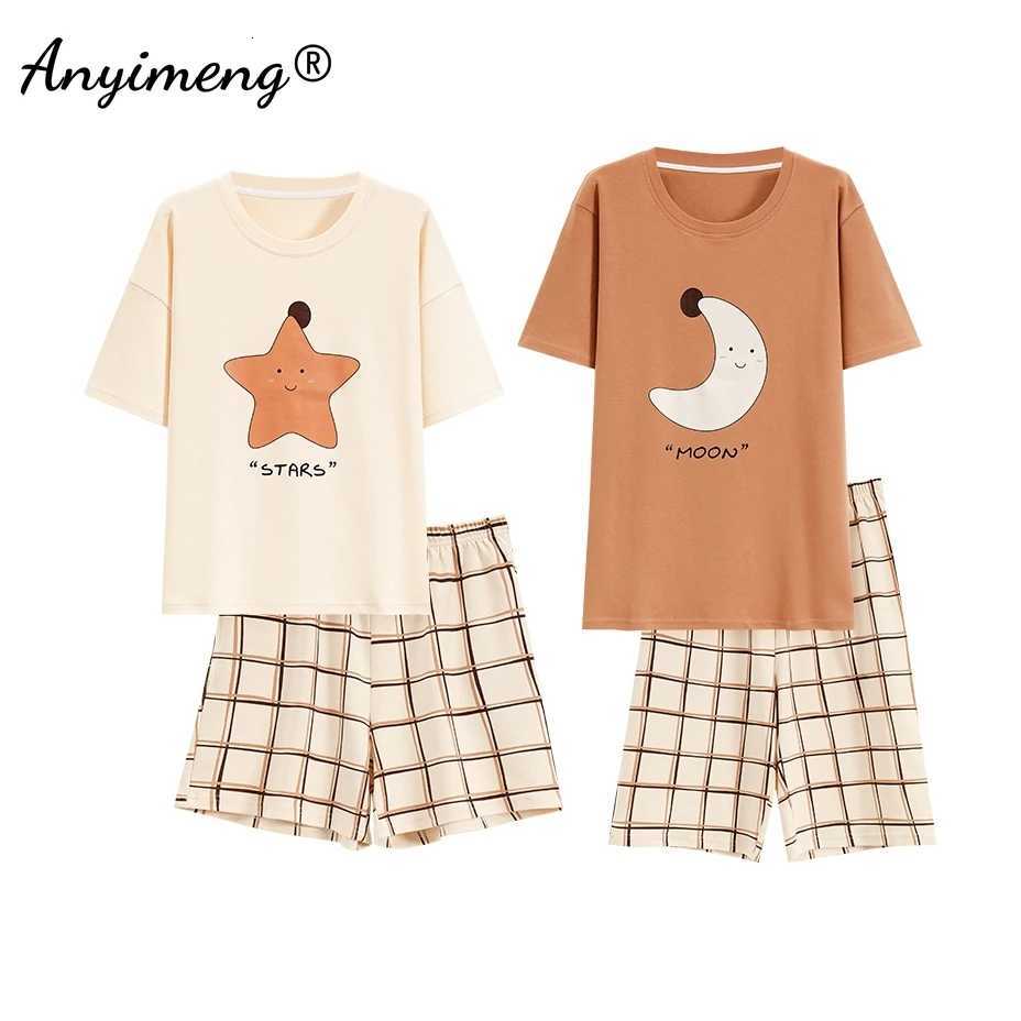 Kawaii 100% Cotton Soft Cotton Cartoon Sleepwear for Lovers Summer New Fashion Short Sleeve Short Pants Couple's Pajamas L260806 - view 7