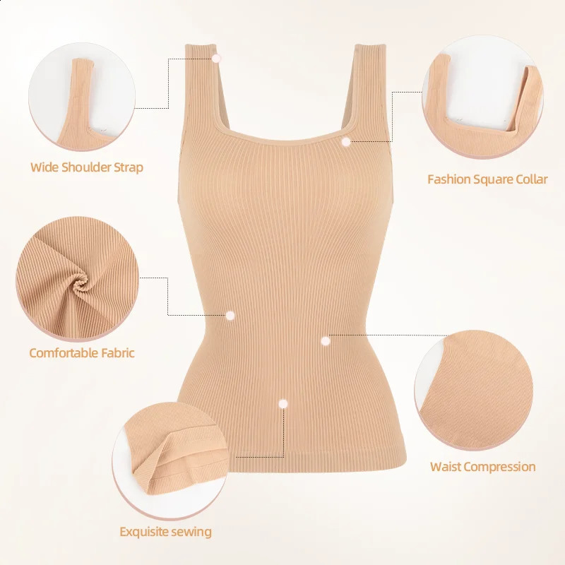 Women Compression Shapewear Tank Tops Tummy Control Camisas Faja Sexy Body Shaper Top Slimming Underwear Waist Trainer Shirt 260806 - view 6