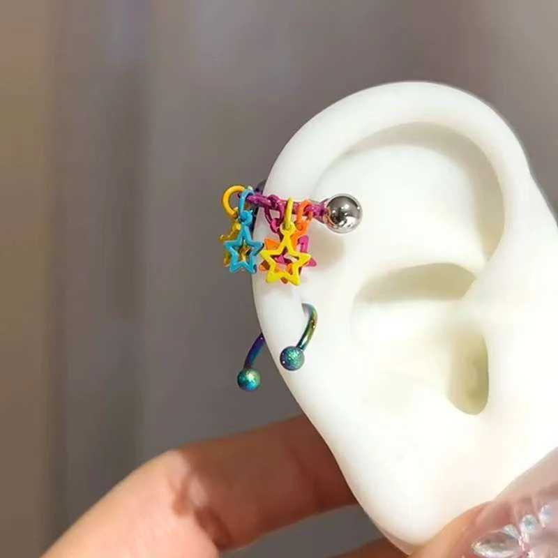 Dopamine Star Tassel Colored Ear Bone Nail For Women New Fashion Allergy Prevention Jewelry Gifts Z260806 - view 5