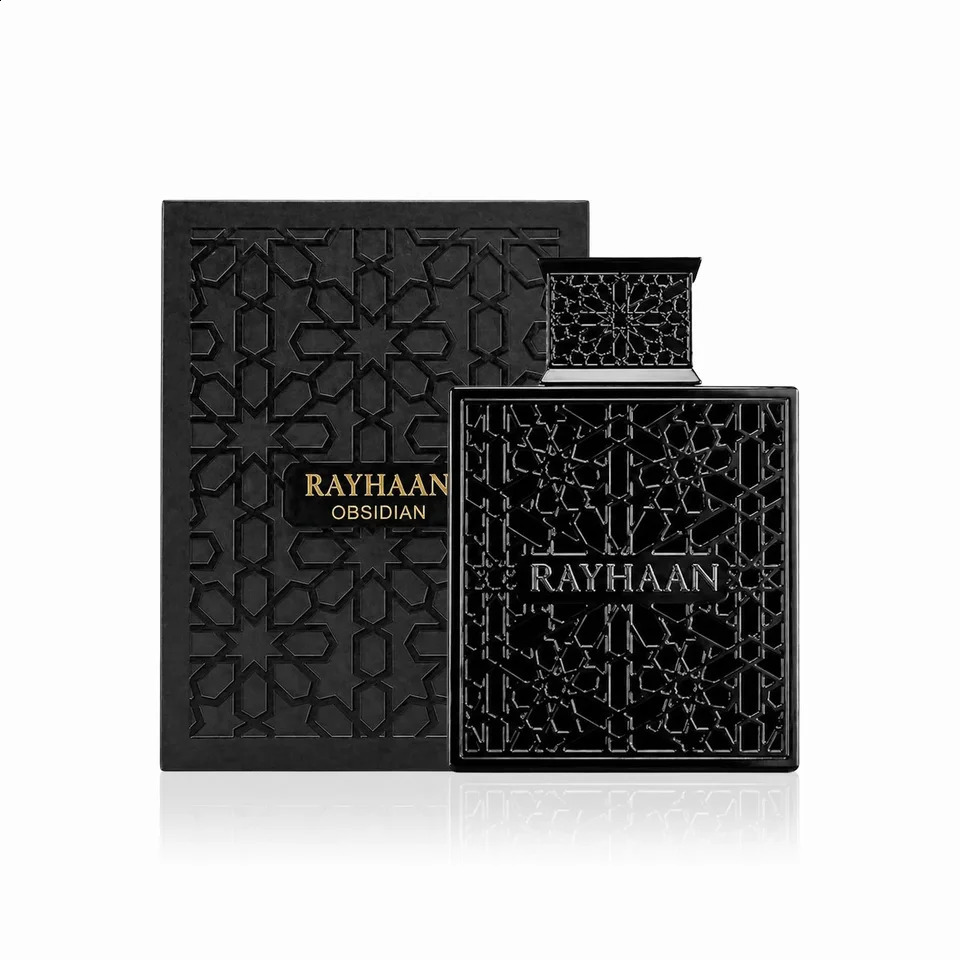 Rayhaan Obsidian Eau de Parfum Spray for Men Intense Woody Spicy Warm Amber Scent Long-Lasting Masculine Fragrance Perfect Gift 100 ml 260806