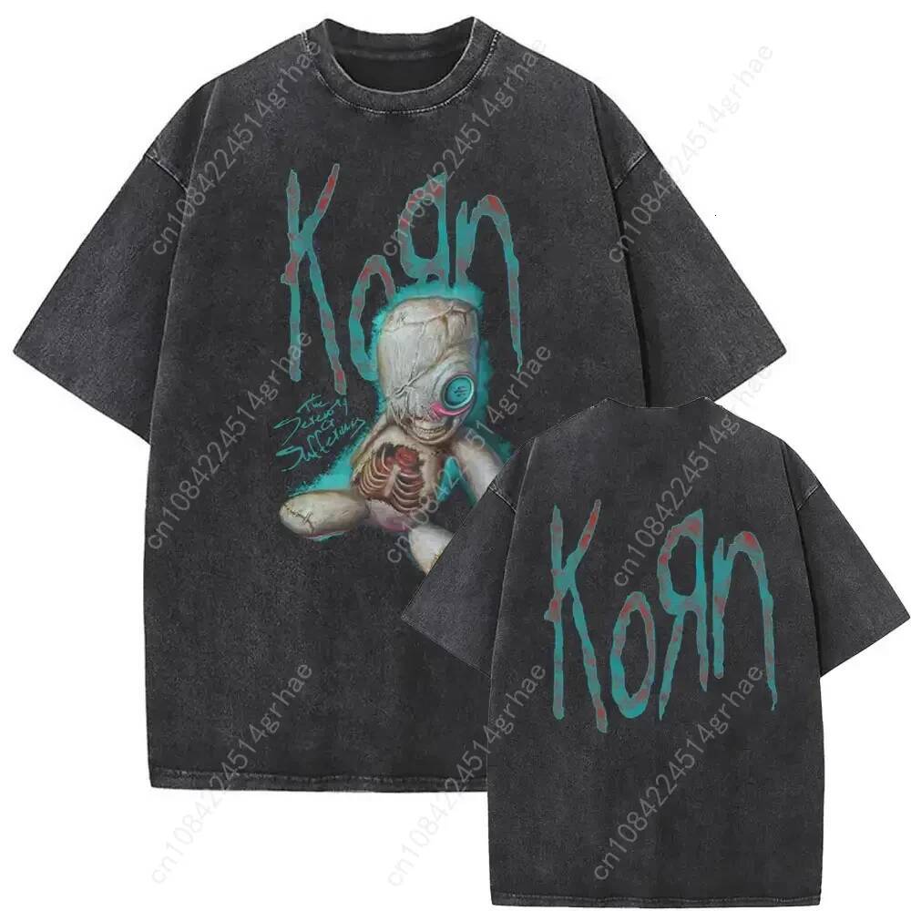 New Arrival Mens Clothes Tee Shirt Homme T-Shirt Tshirt for Men Washed Vintage Rock Band Korn Ftl 25 Follow The Leader 61392 - view 7