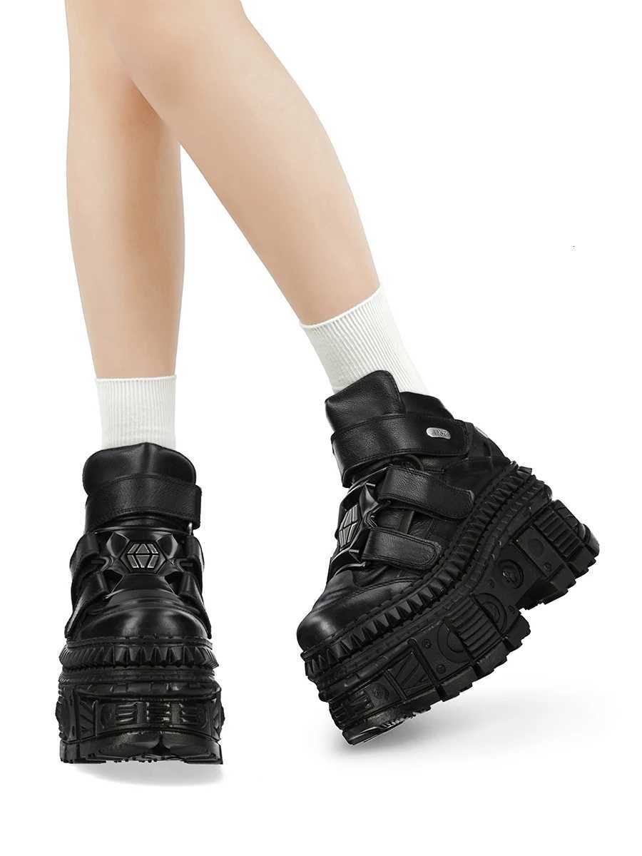 Black Platform Shoes Rock Gothic Metal Daddy Shoes Men's and Women's Punk Small Leather Shoes Muffin Bottom Heightened Single Sh H260807 - view 6