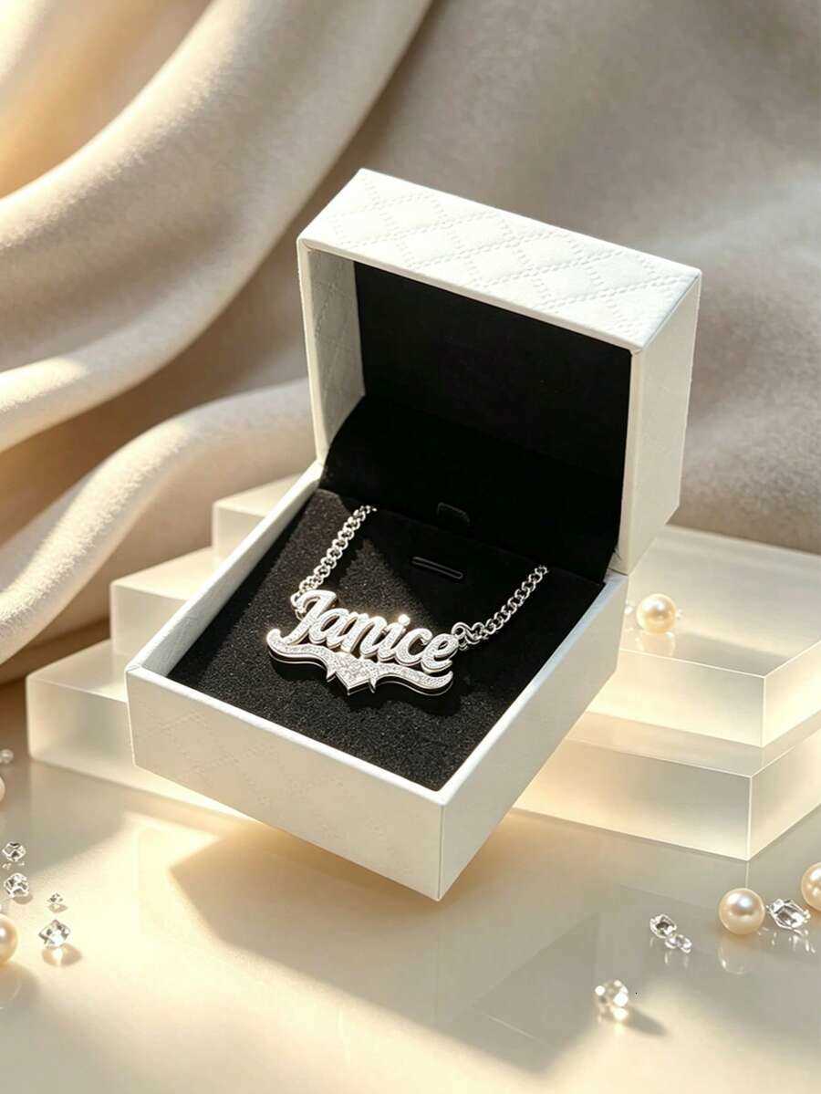 Custom Stainless Steel Name Necklace With Heart Letter Pendants. Minimal Casual Customizable Jewelry Ideal Gifts For Couples Family Friends Mot H26080 - view 4