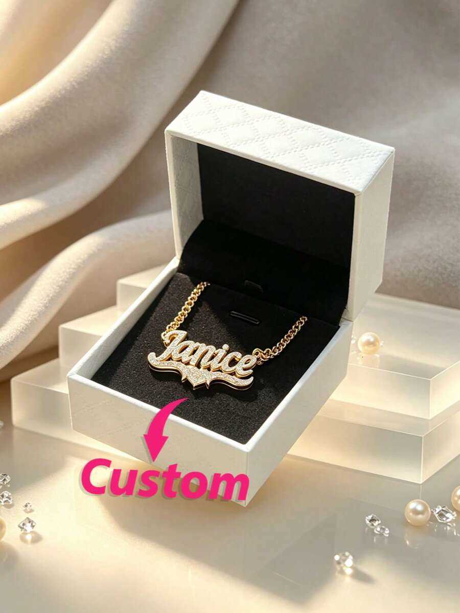 Custom Stainless Steel Name Necklace With Heart Letter Pendants. Minimal Casual Customizable Jewelry Ideal Gifts For Couples Family Friends Mot H26080 - view 3