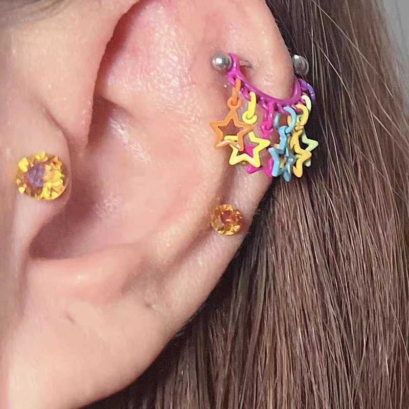 Dopamine Star Tassel Colored Ear Bone Nail For Women New Fashion Allergy Prevention Jewelry Gifts Z260806 - view 3