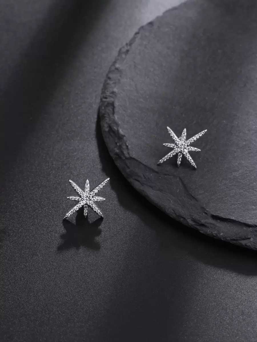 Cubic Zirconia Star Stud Earrings H260806 - view 4