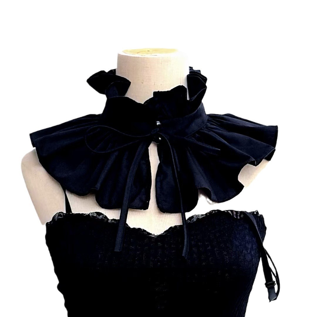 French court style ruffle trimmed lace up high vintage faux - view 6