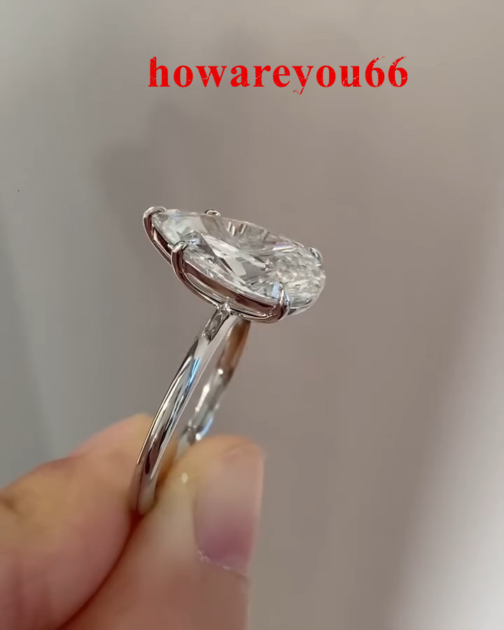 10ct Pear Cut lab grown Diamond Solitaire Engagement Ring 14k White-golden Ring igi certified. - view 5