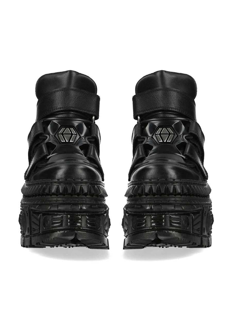Black Platform Shoes Rock Gothic Metal Daddy Shoes Men's and Women's Punk Small Leather Shoes Muffin Bottom Heightened Single Sh H260807 - view 3