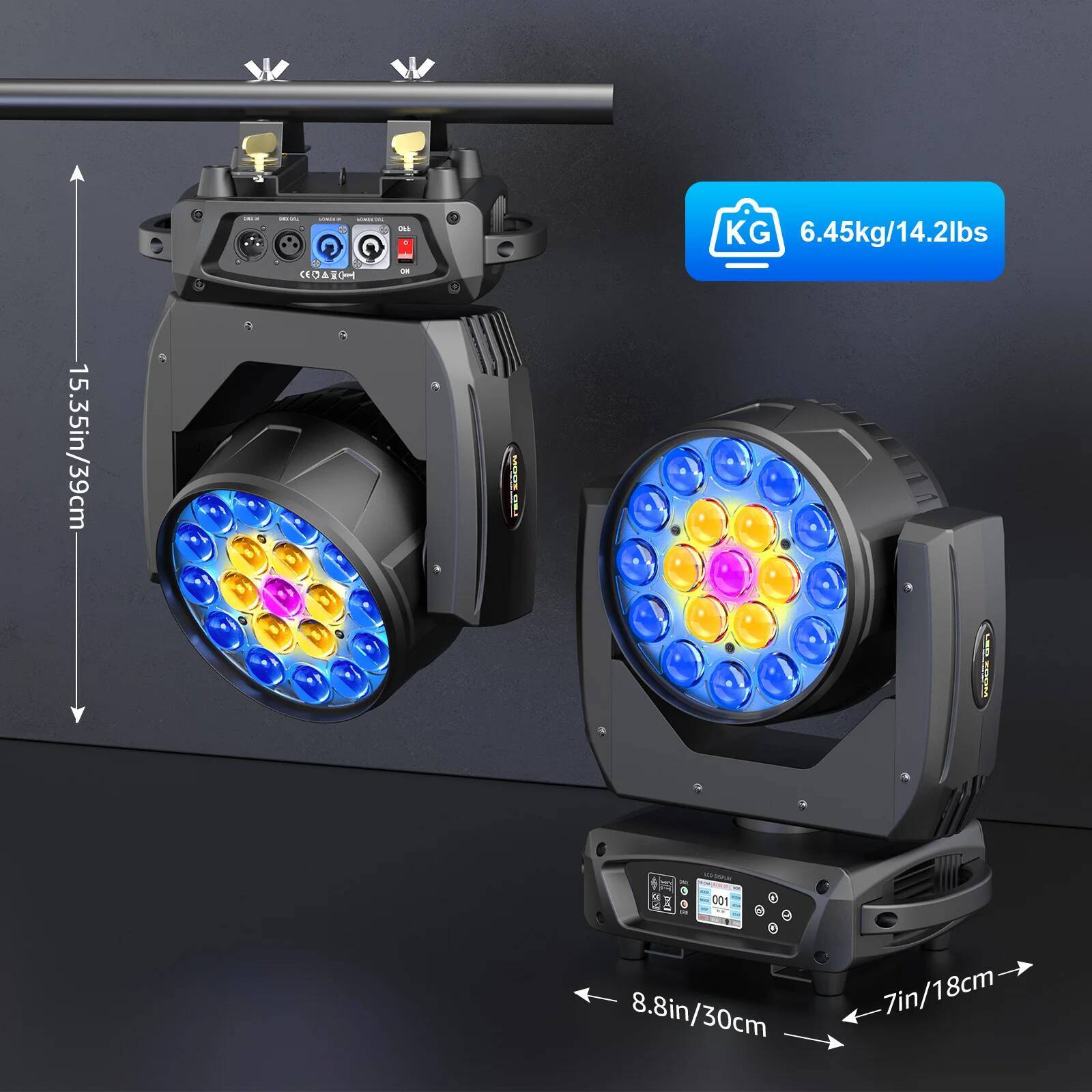 4PCS 19x15W Moving Head Light Beam RGBW Stage Effect Lighting Projector Zoom Wash Lights for Party Concert Theater Live Show Bar W260807 - view 6