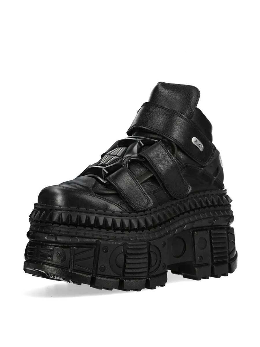 Black Platform Shoes Rock Gothic Metal Daddy Shoes Men's and Women's Punk Small Leather Shoes Muffin Bottom Heightened Single Sh H260807 - view 7