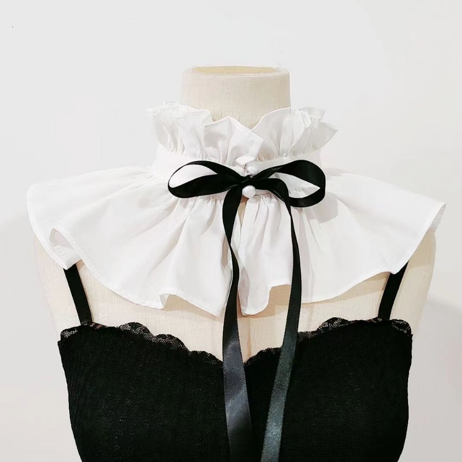 French court style ruffle trimmed lace up high vintage faux - view 3