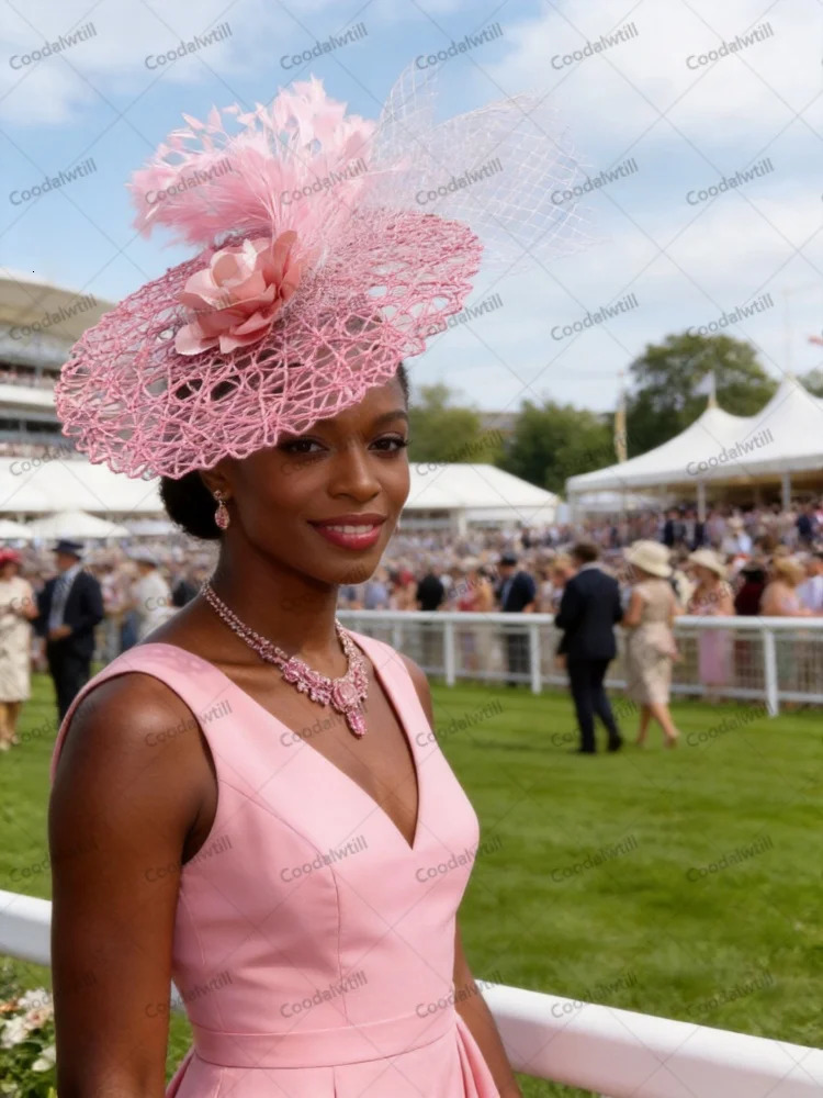 Elegant Women Fascinator Hat Mesh Flower Headband Feather Headwear Wedding Tea Party Church Cocktail Formal Hair Accessories 260807 - view 5