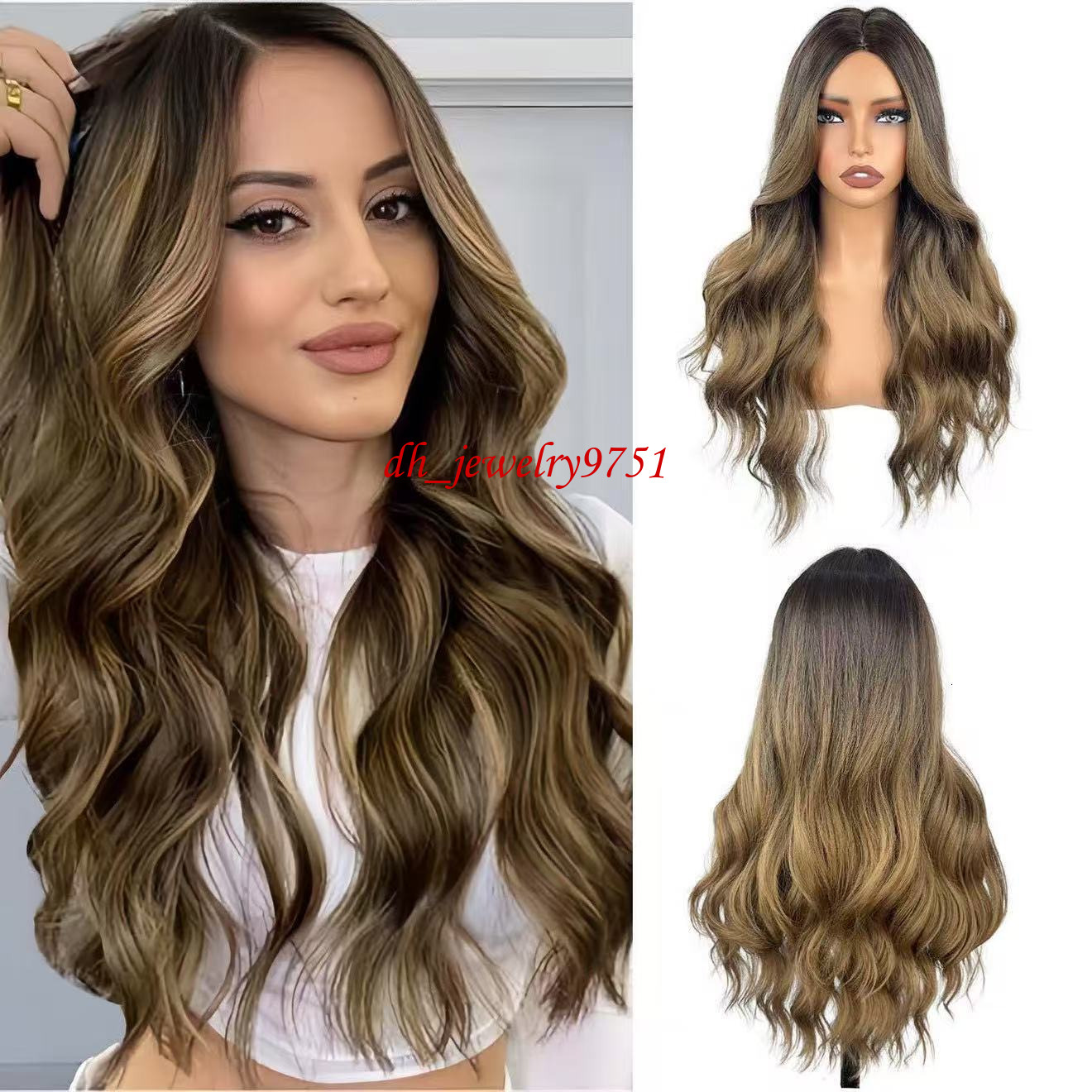 European And American Women Fashion Lace Wig Matte Green Wavy Curly Hair Synthetic High-temperature Fiber Fashion Wig - view 4