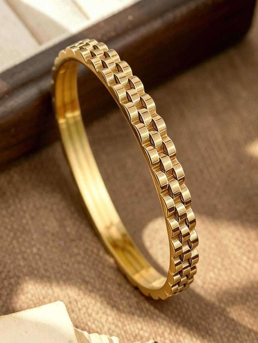 31pc 18K Gold Plated Premium Stainless Steel Bracelet Womens Flower Zirconia Bracelet Multi Jewelry Set Includes Chain Gear And Design Fas H260808 - view 4