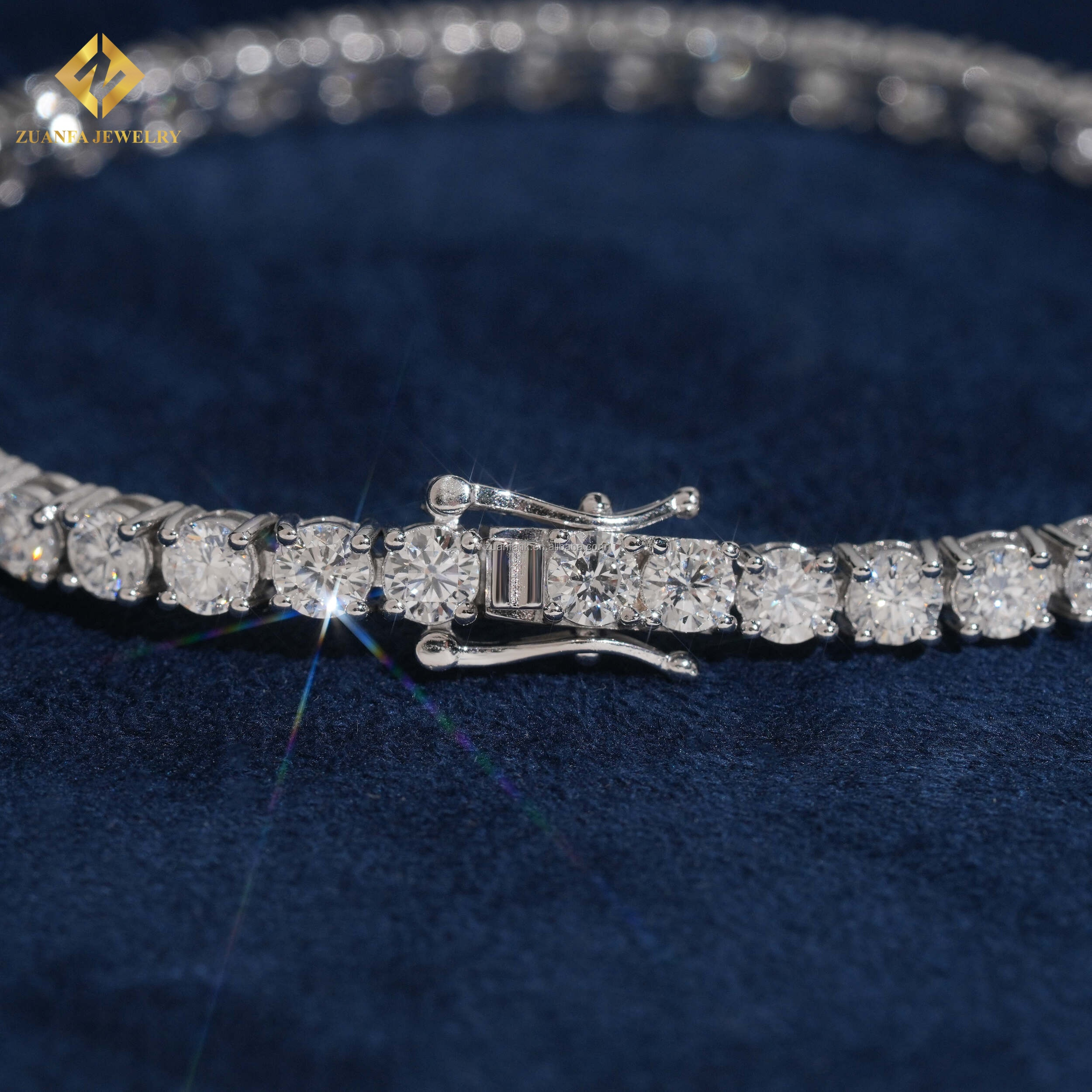 Luxury Classic Unisex White Gold 3mm 4mm Sterling Silver S925 Hip Hop Lab Grown Diamond Tennis Bracelet With IGI Certificate - view 6