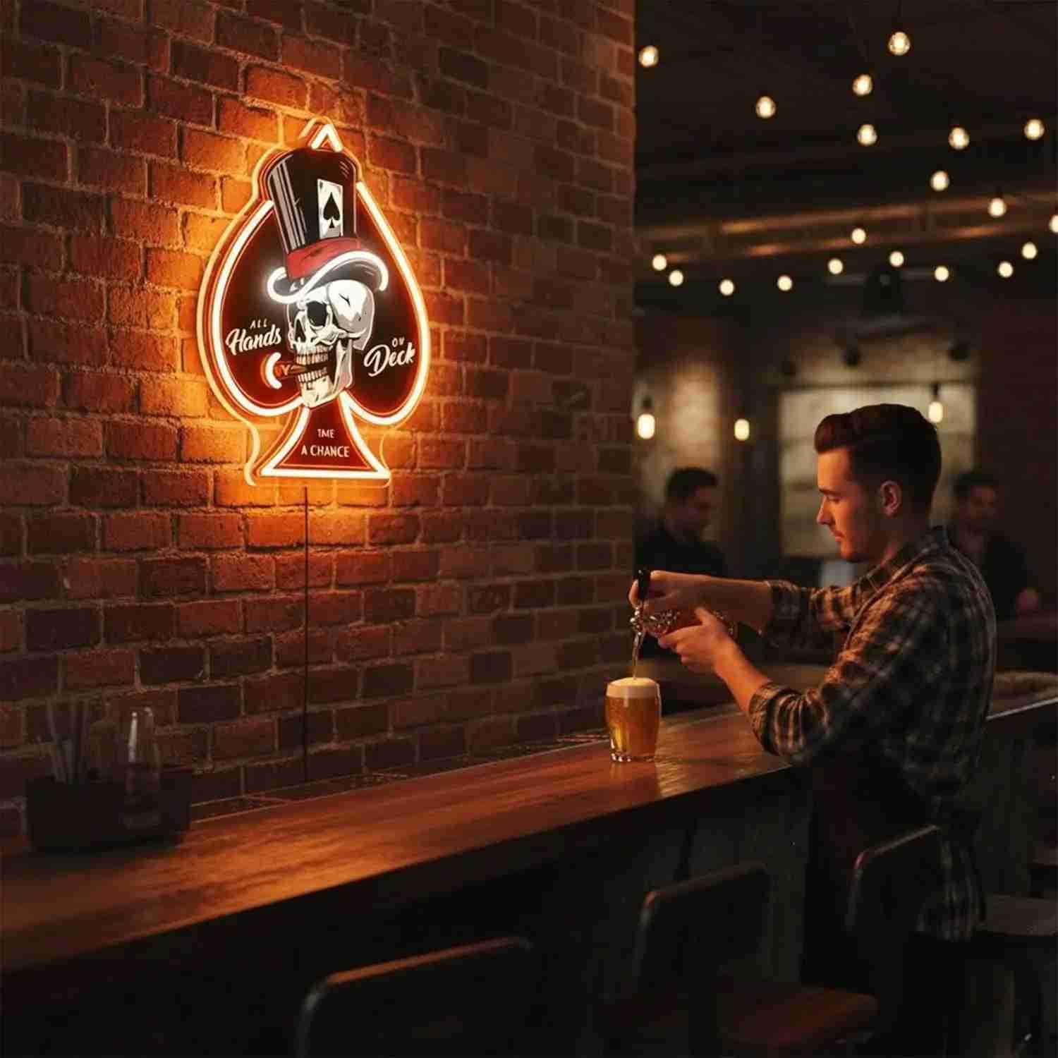 Skull Ace of Spades Neon Signs Dimmable LED Poker Neon Light USB for Game Room Home Bar Man Cave Wall Decor Cool Gifts for Men X260808 - view 5