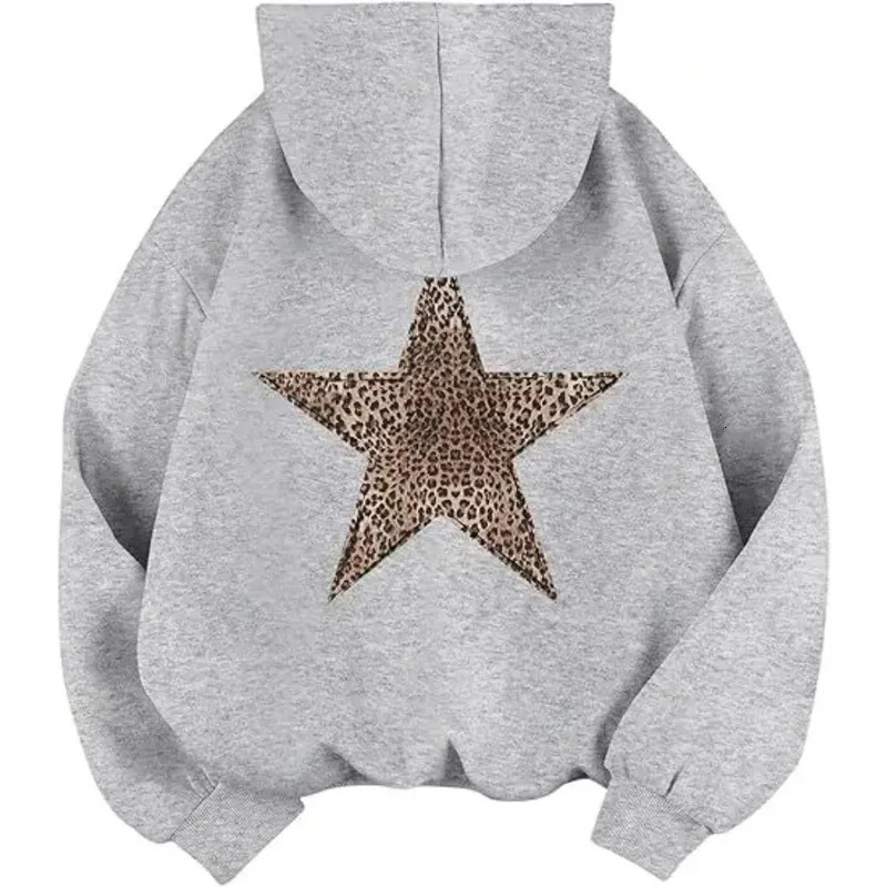 Star Graphic Hoodies Y2k Leopard Print Hooded Sweatshirt Cheetah Hoodie Fashion Casual HipHop Harajuku Unisex Pullover 260806 - view 5