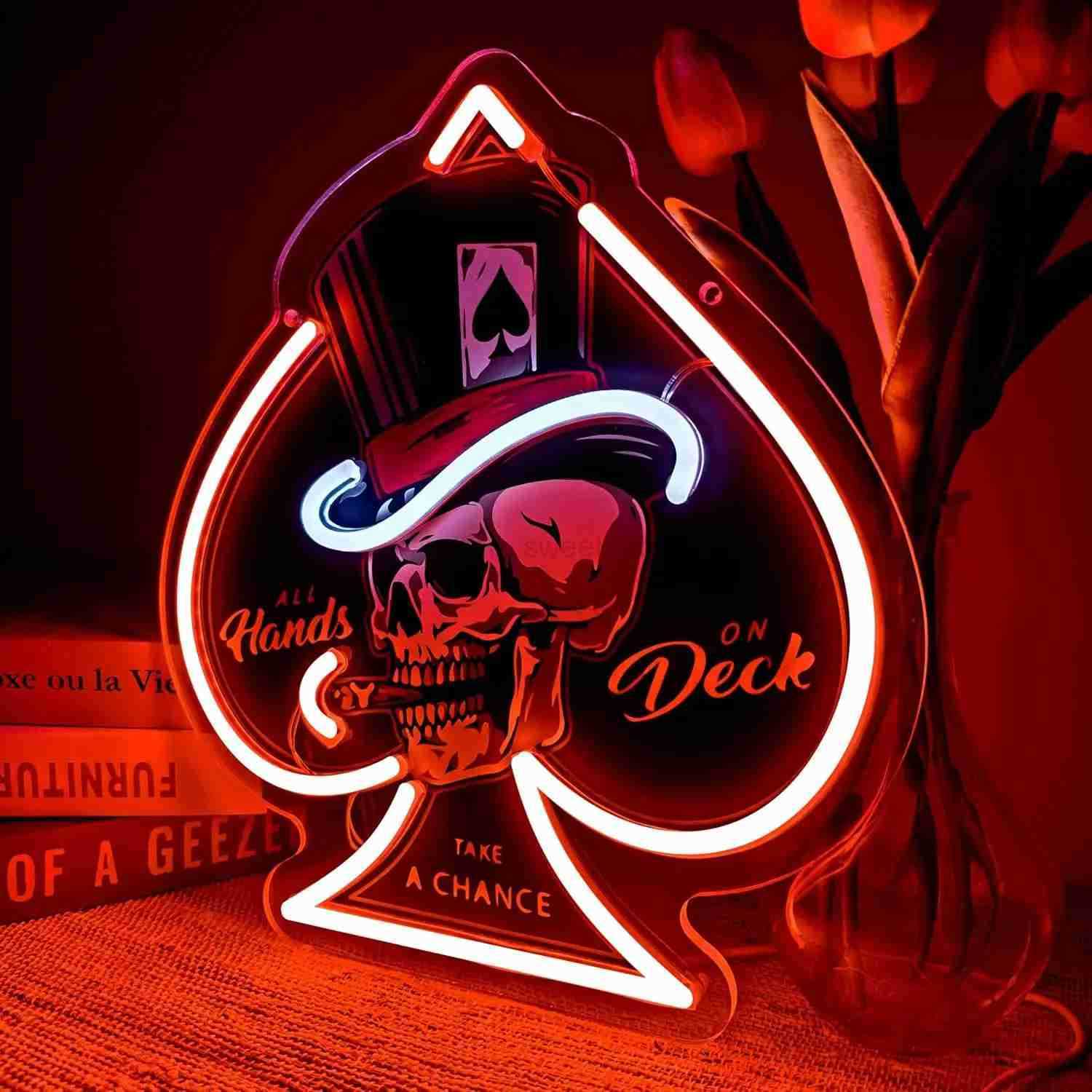 Skull Ace of Spades Neon Signs Dimmable LED Poker Neon Light USB for Game Room Home Bar Man Cave Wall Decor Cool Gifts for Men X260808 - view 7
