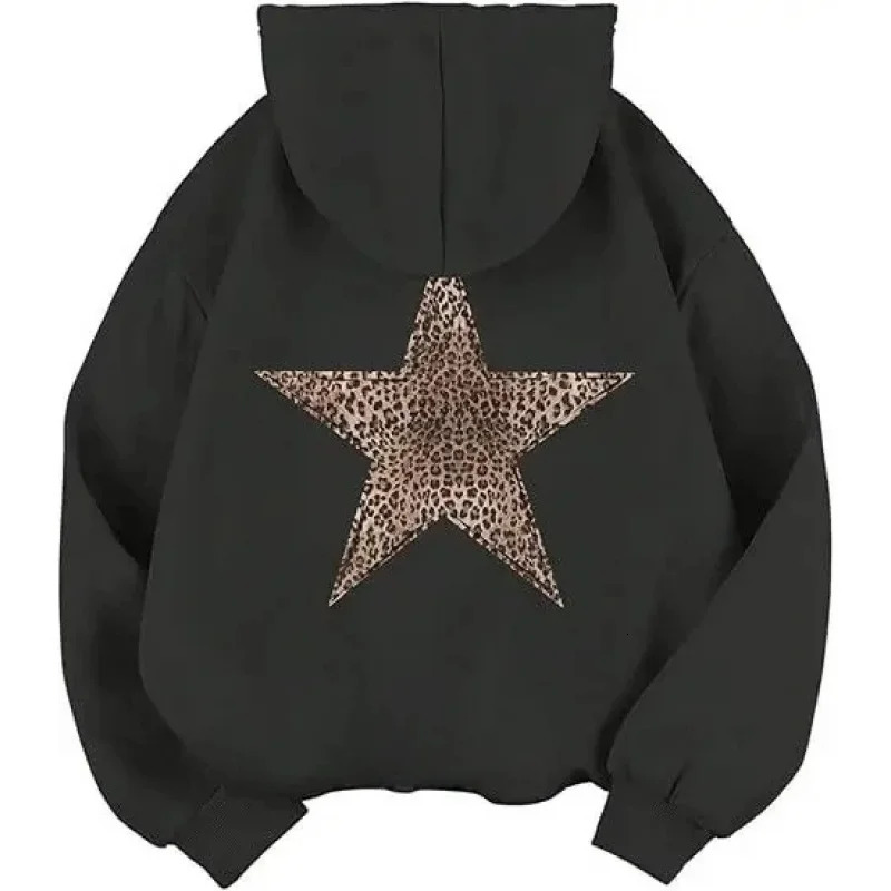 Star Graphic Hoodies Y2k Leopard Print Hooded Sweatshirt Cheetah Hoodie Fashion Casual HipHop Harajuku Unisex Pullover 260806 - view 7