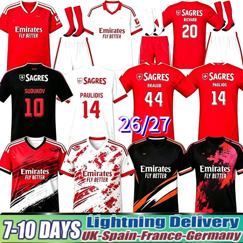26 27 Benficas Akturkoglu Di Maria Maglie Da Calcio 2026 2027 Edizione Speciale Kokcu Pavlidis Kit Per Bambini Amdouni Aursnes Barreiro Florentino B-image