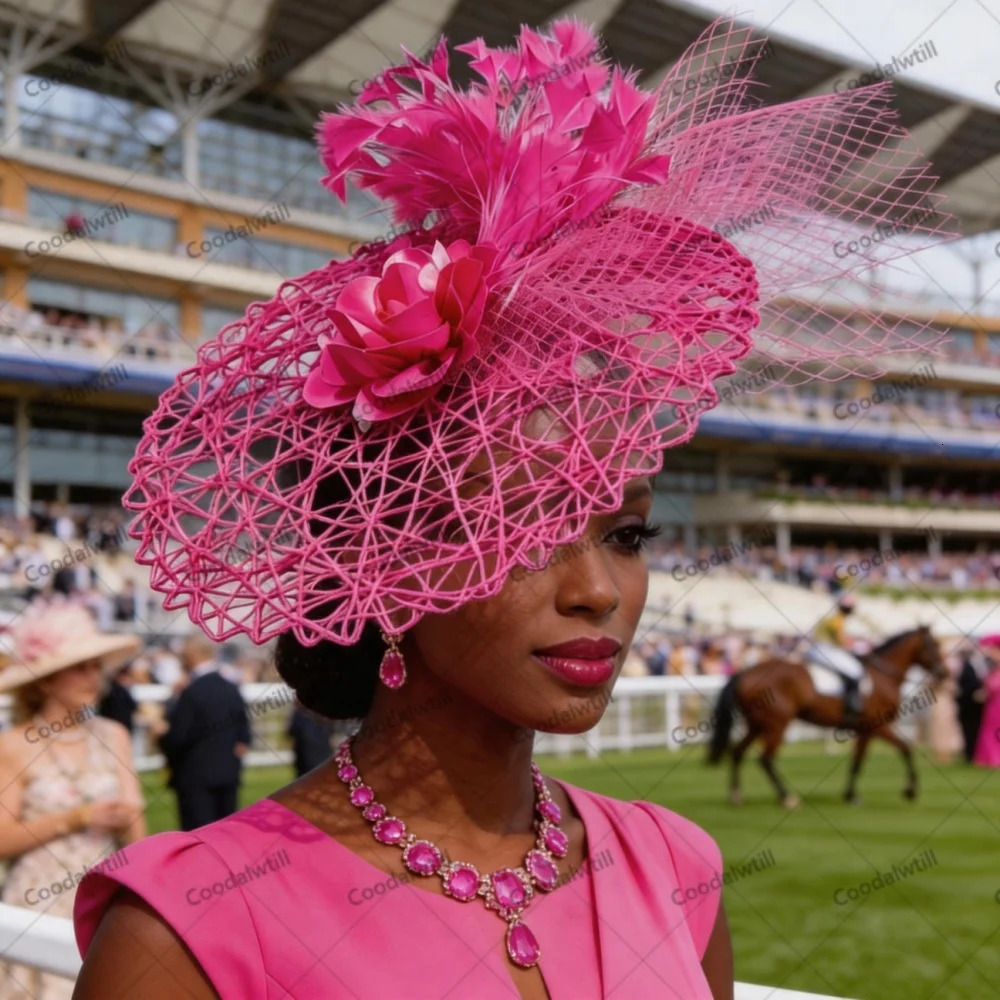 Elegant Women Fascinator Hat Mesh Flower Headband Feather Headwear Wedding Tea Party Church Cocktail Formal Hair Accessories 260807 - view 7