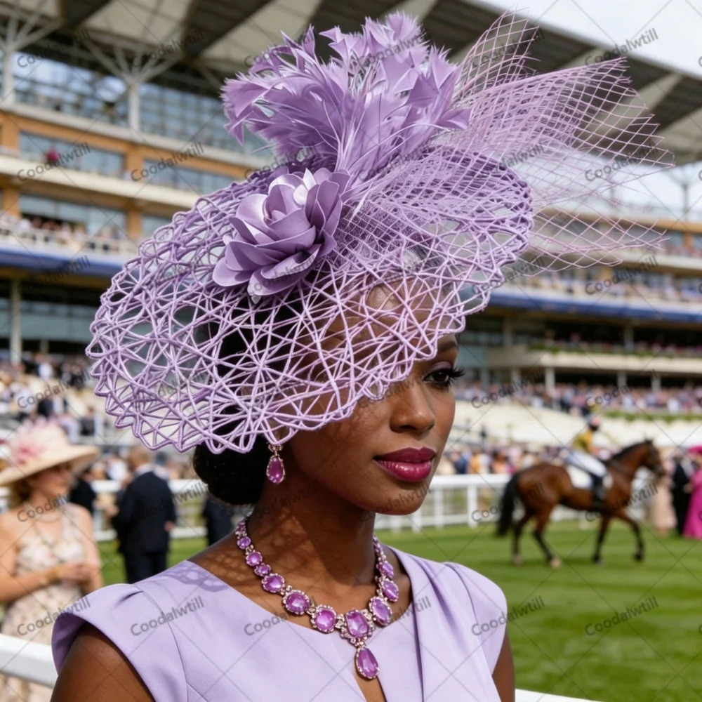 Elegant Women Fascinator Hat Mesh Flower Headband Feather Headwear Wedding Tea Party Church Cocktail Formal Hair Accessories 260807 - view 3