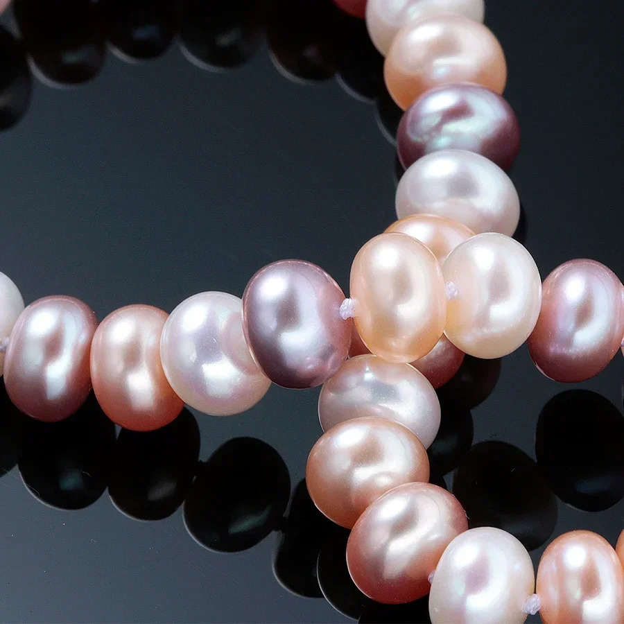 YWYC 7-10mm Bread Bead Freshwater Pearl Necklace for Women Colorful Mix Color 925 Sterling Silver Clasp Necklaces Jewelry Gift 260807 - view 6