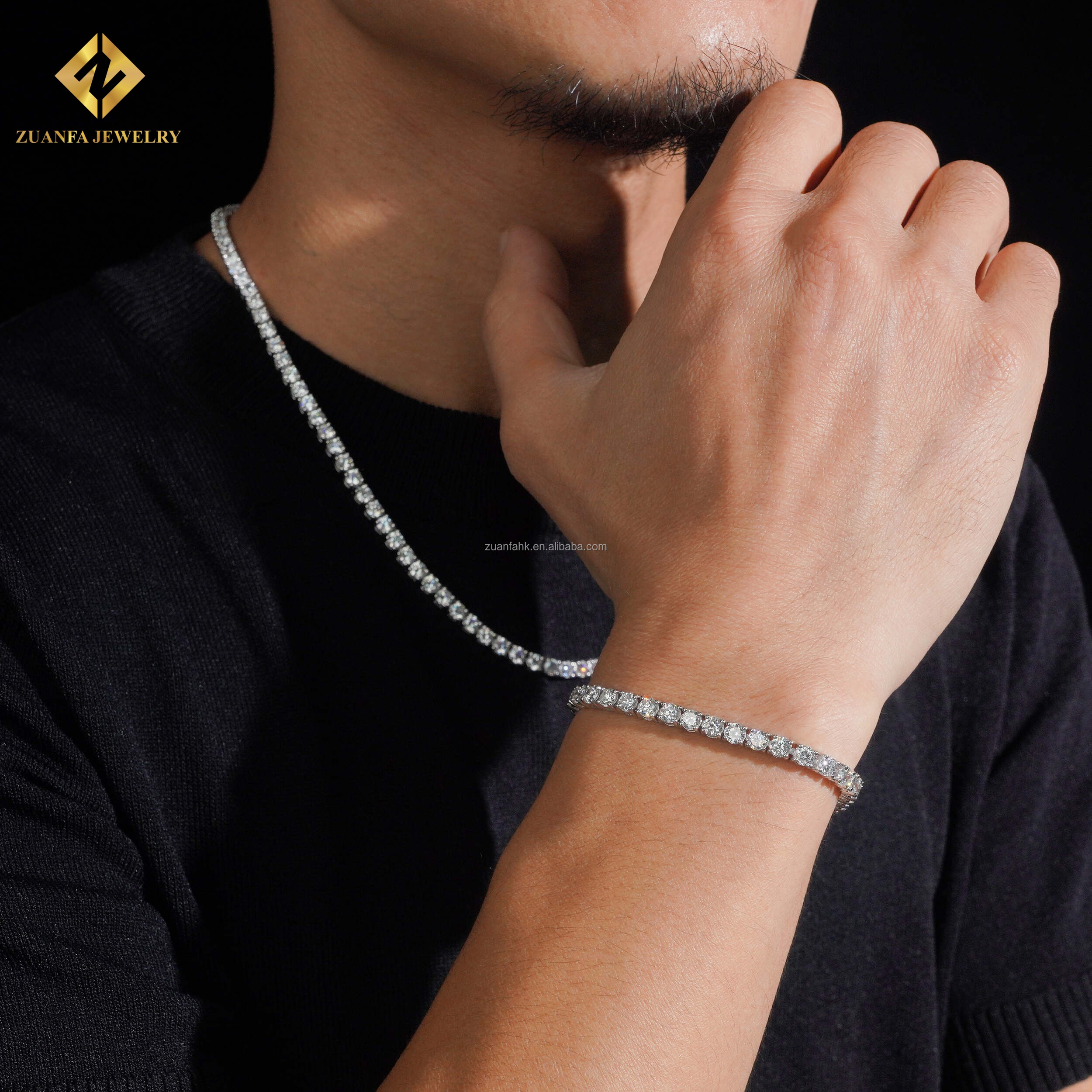Luxury Classic Unisex White Gold 3mm 4mm Sterling Silver S925 Hip Hop Lab Grown Diamond Tennis Bracelet With IGI Certificate - view 7