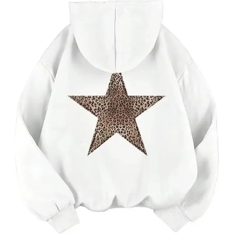 Star Graphic Hoodies Y2k Leopard Print Hooded Sweatshirt Cheetah Hoodie Fashion Casual HipHop Harajuku Unisex Pullover 260806 - view 4